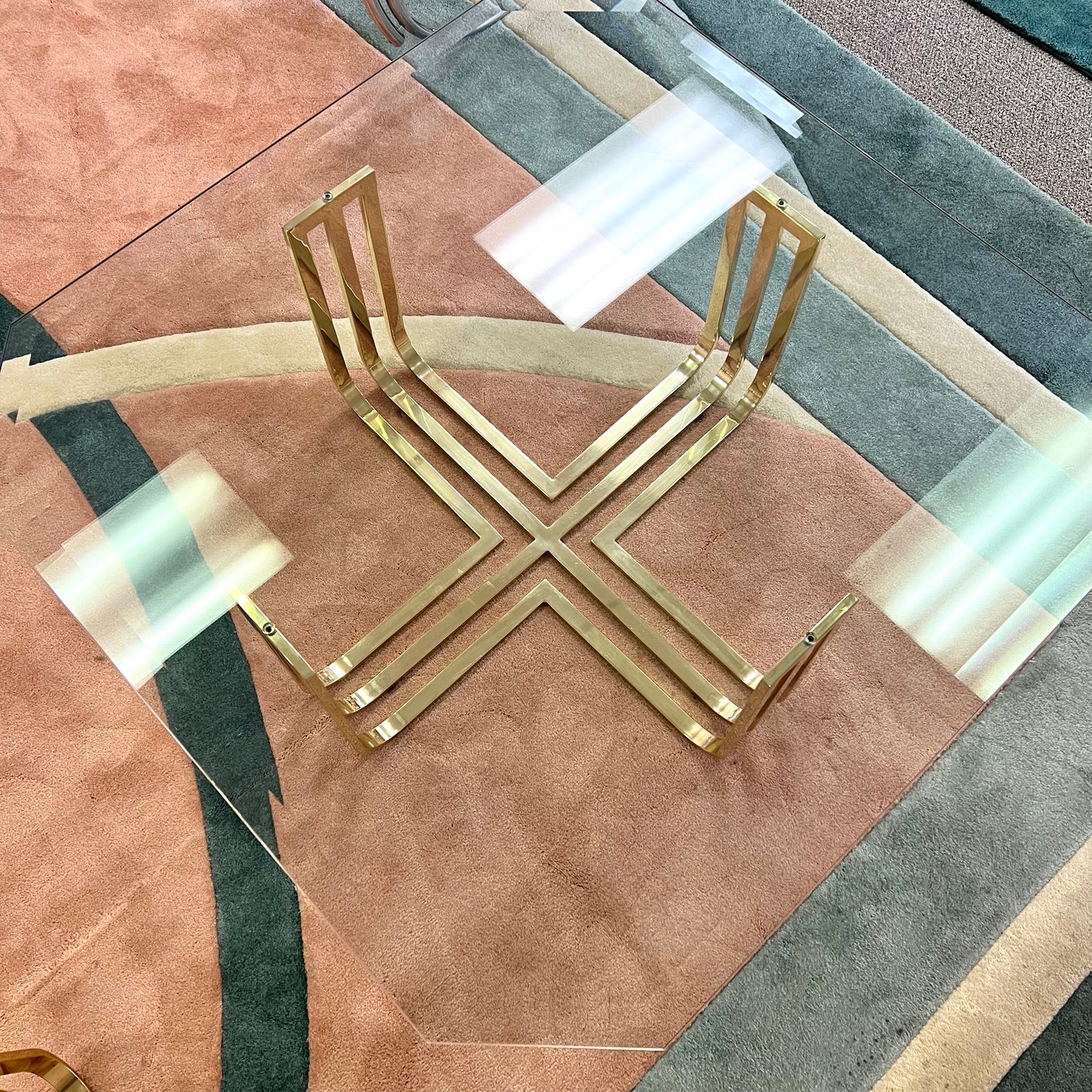 Vintage Brass and Glass Coffee Table