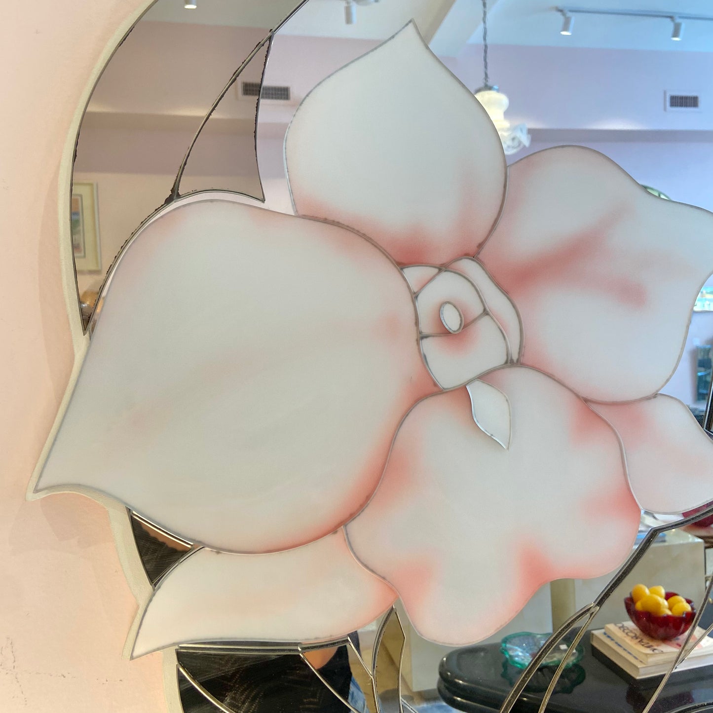 1980's David Marshall Circular Floral Mirror