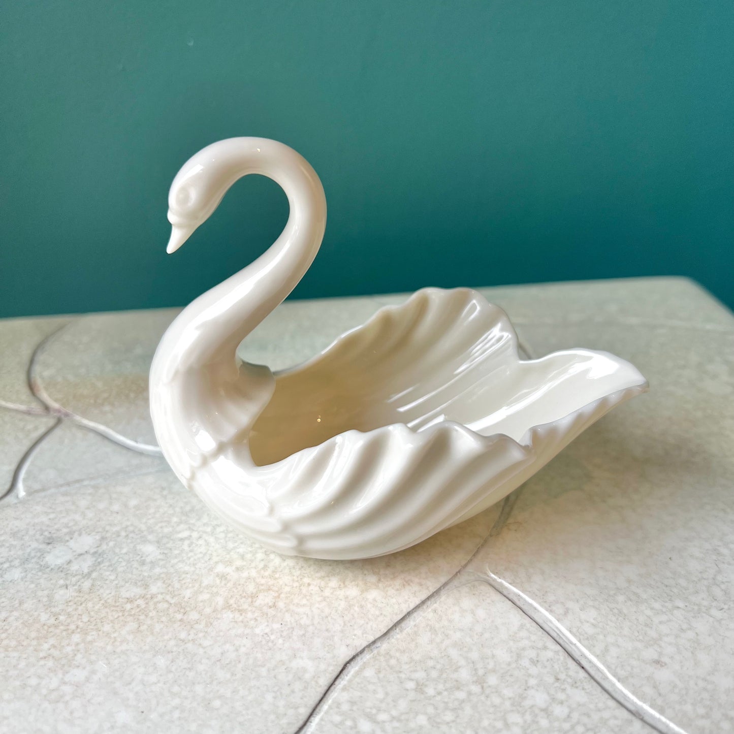 Vintage Porcelain Swan Ring Dish By Lenox