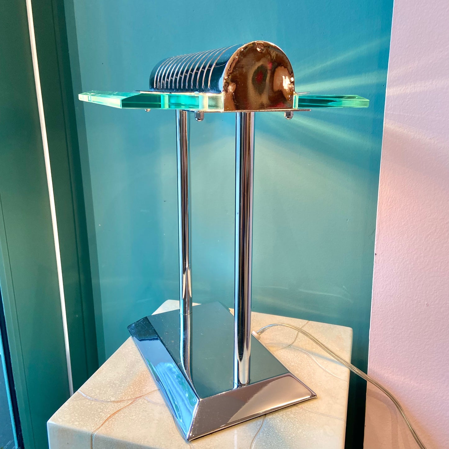 Vintage Sonneman Style Chrome and Glass Touch Table Lamp