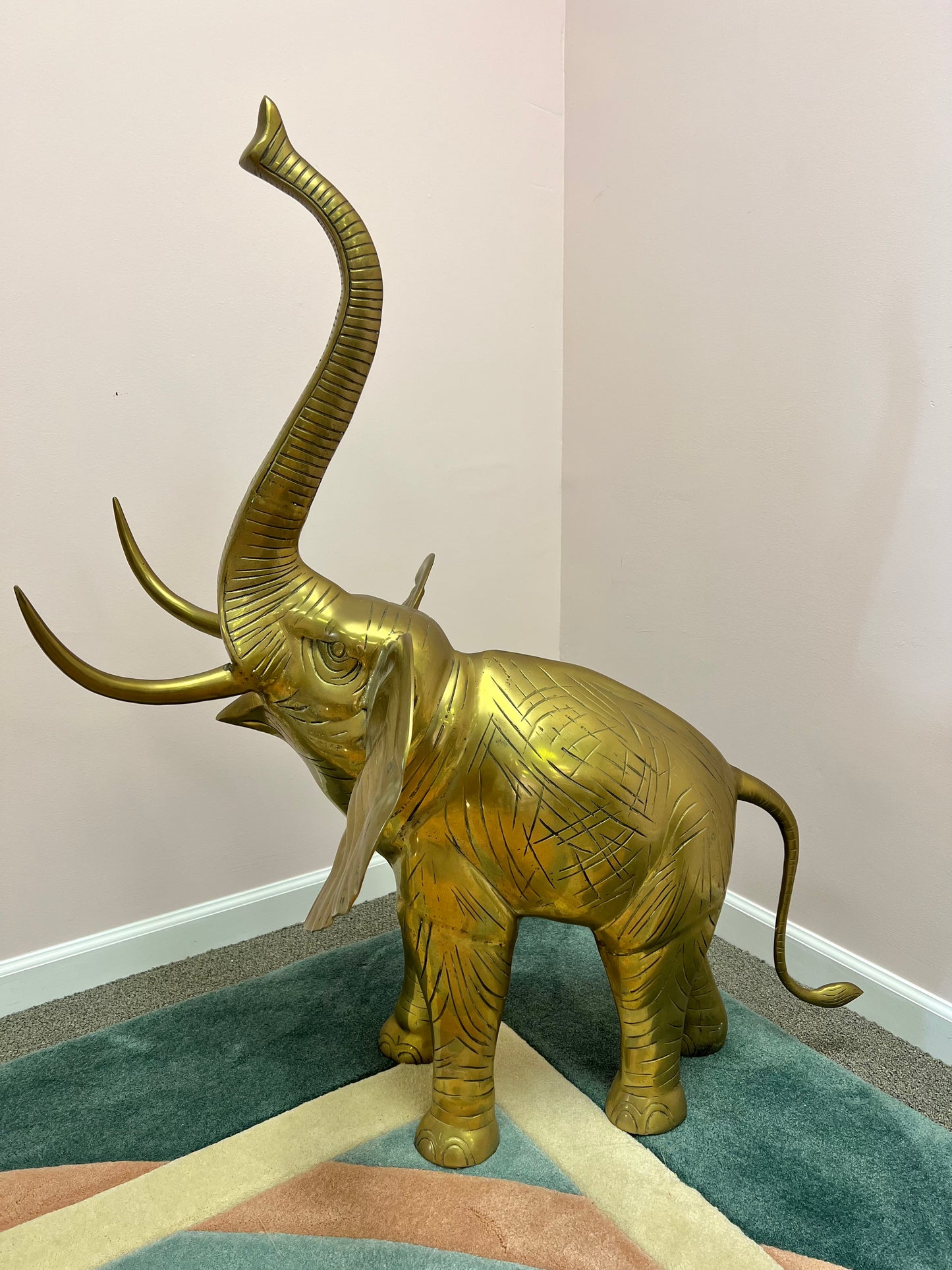 1960’s Extra Large Brass Elephant Statue