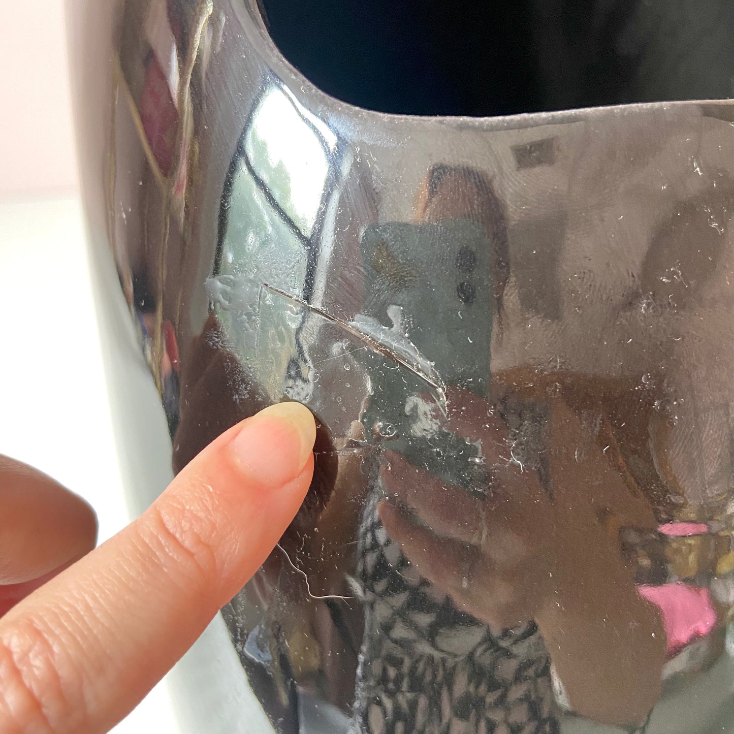 XL Vintage 1980’s Black Circular Embossed Vase 20”