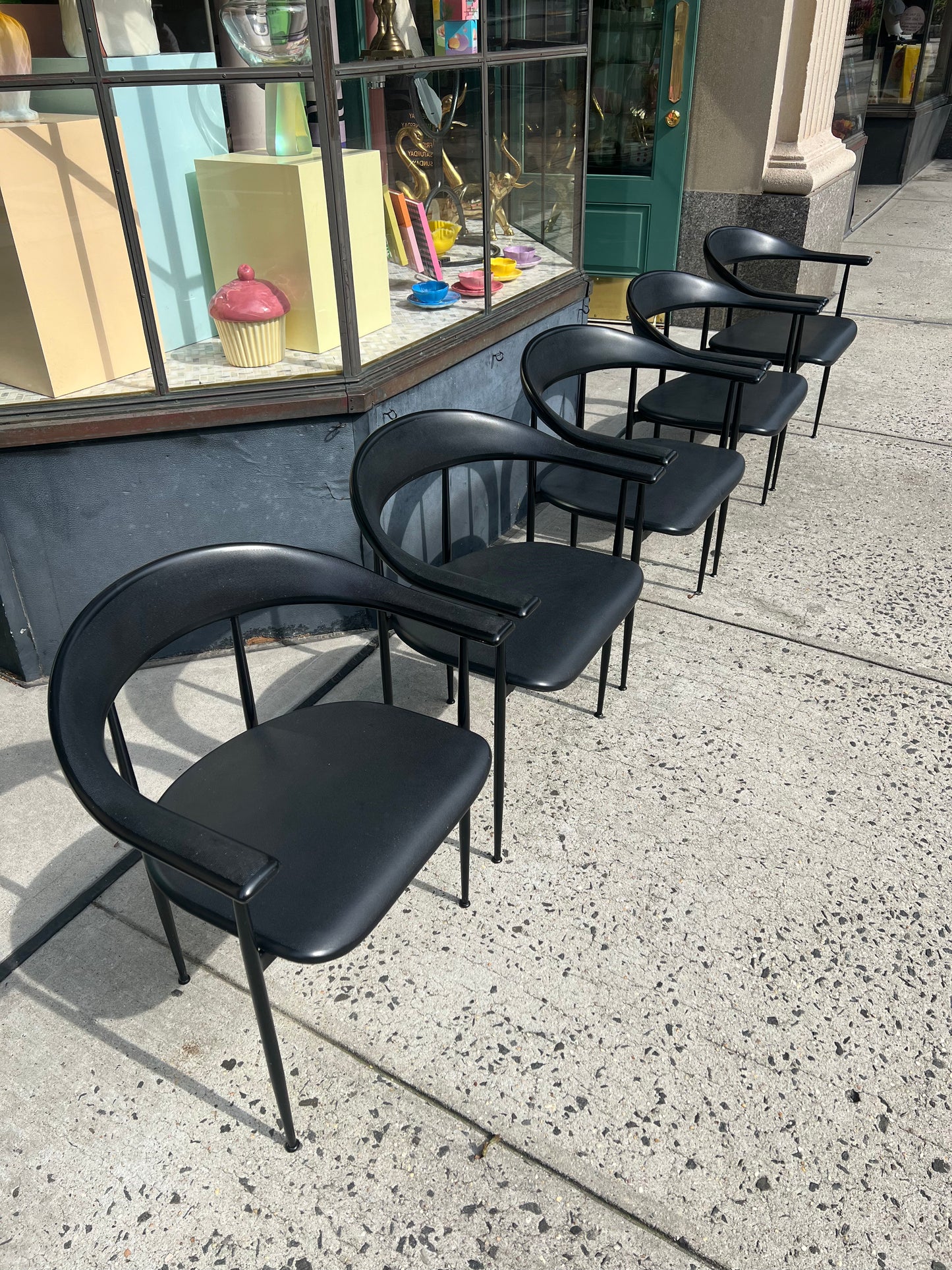 Vintage Set of 5 Model P40 Black Italian Dining Chairs by Fasem