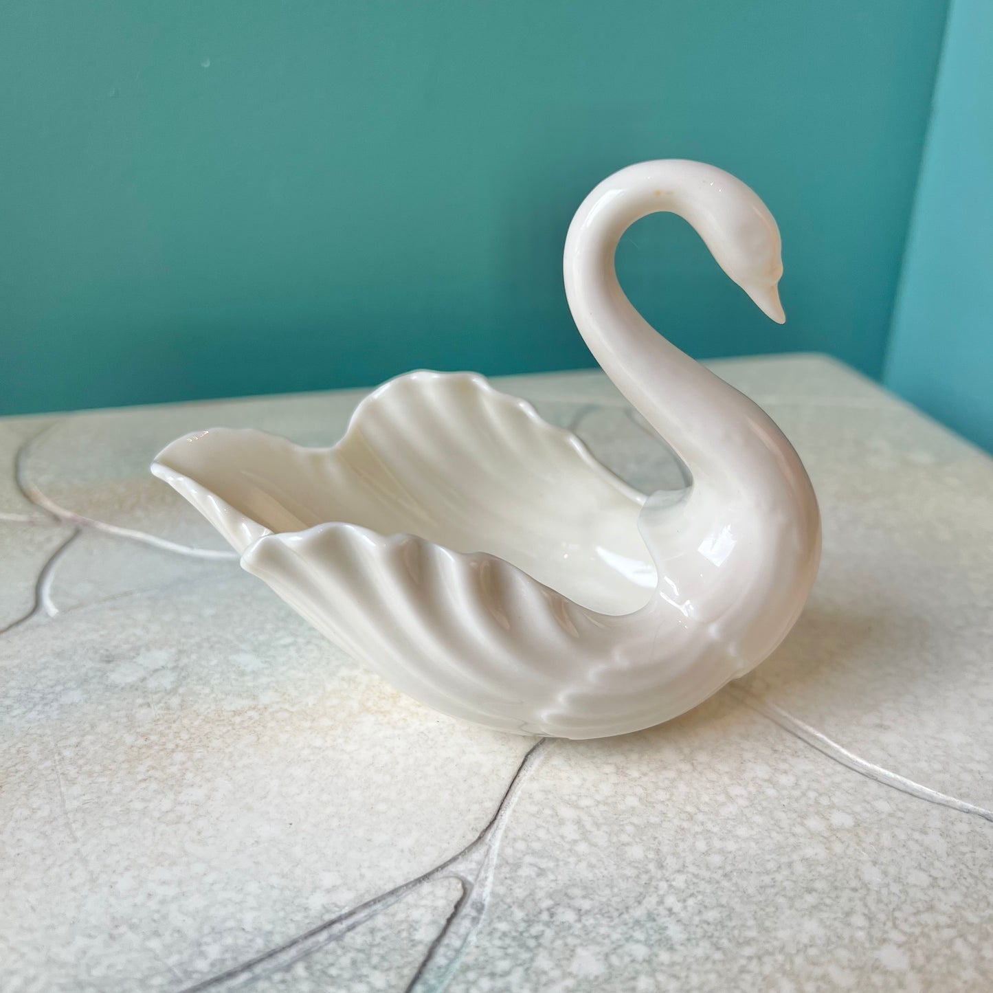 Vintage Porcelain Swan Ring Dish By Lenox