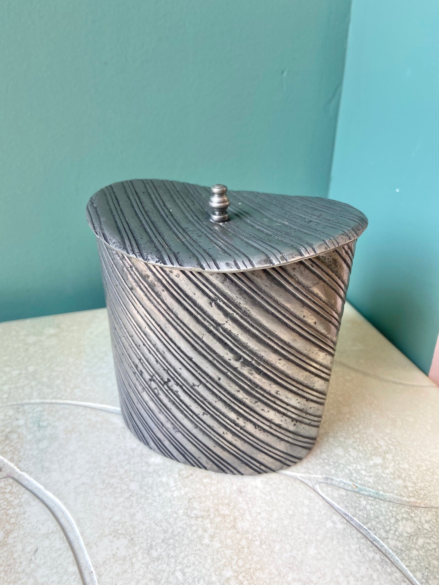 Vintage Fecit Portugal VCM Pewter Hinged Lid Trinket Box