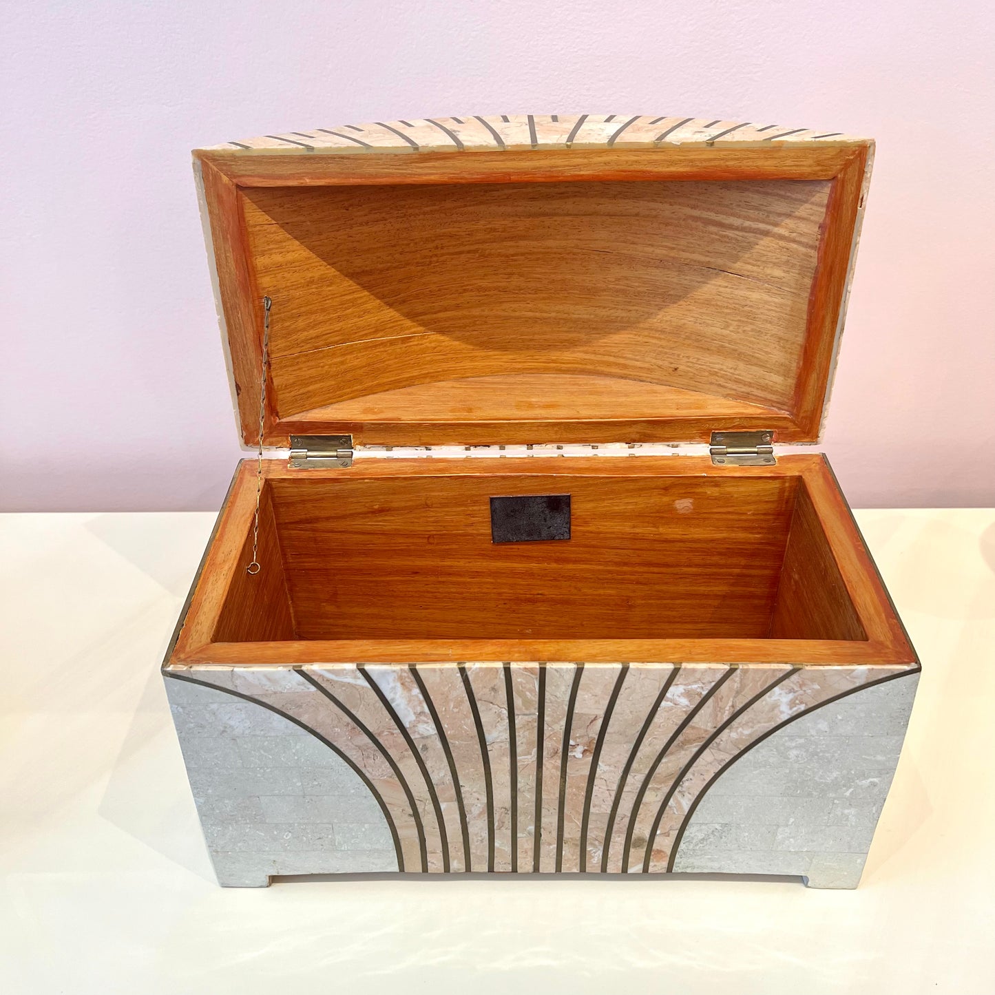 Vintage Maitland Smith Style Tessellated Stone Dome Top Box