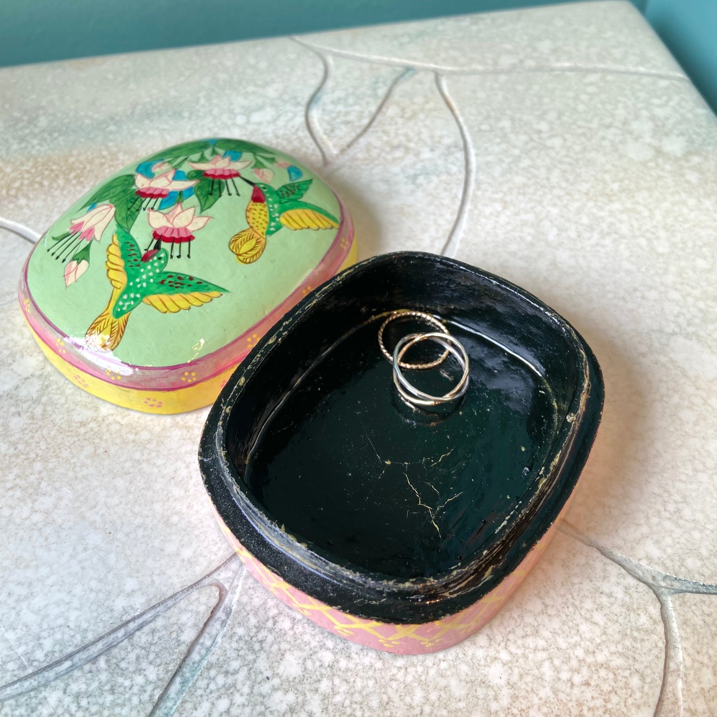 Vintage Papier Mache Hummingbird Box