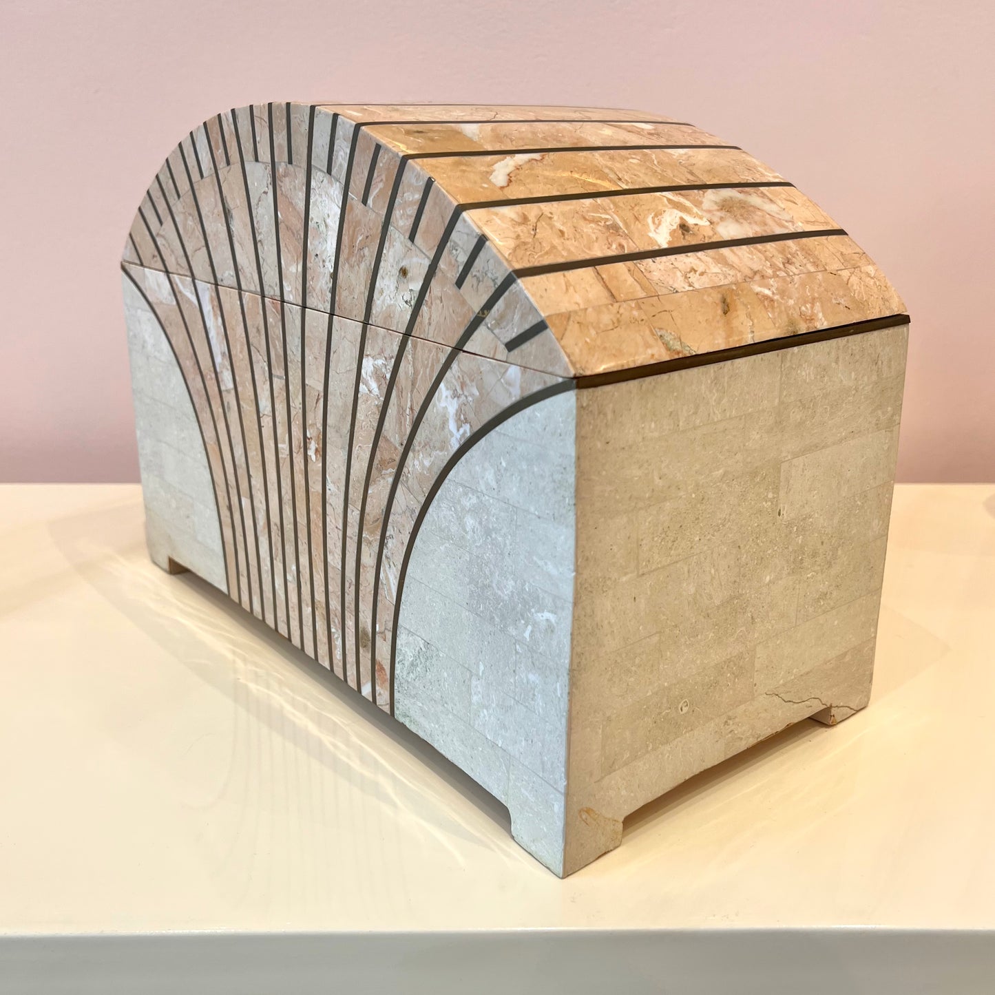 Vintage Maitland Smith Style Tessellated Stone Dome Top Box