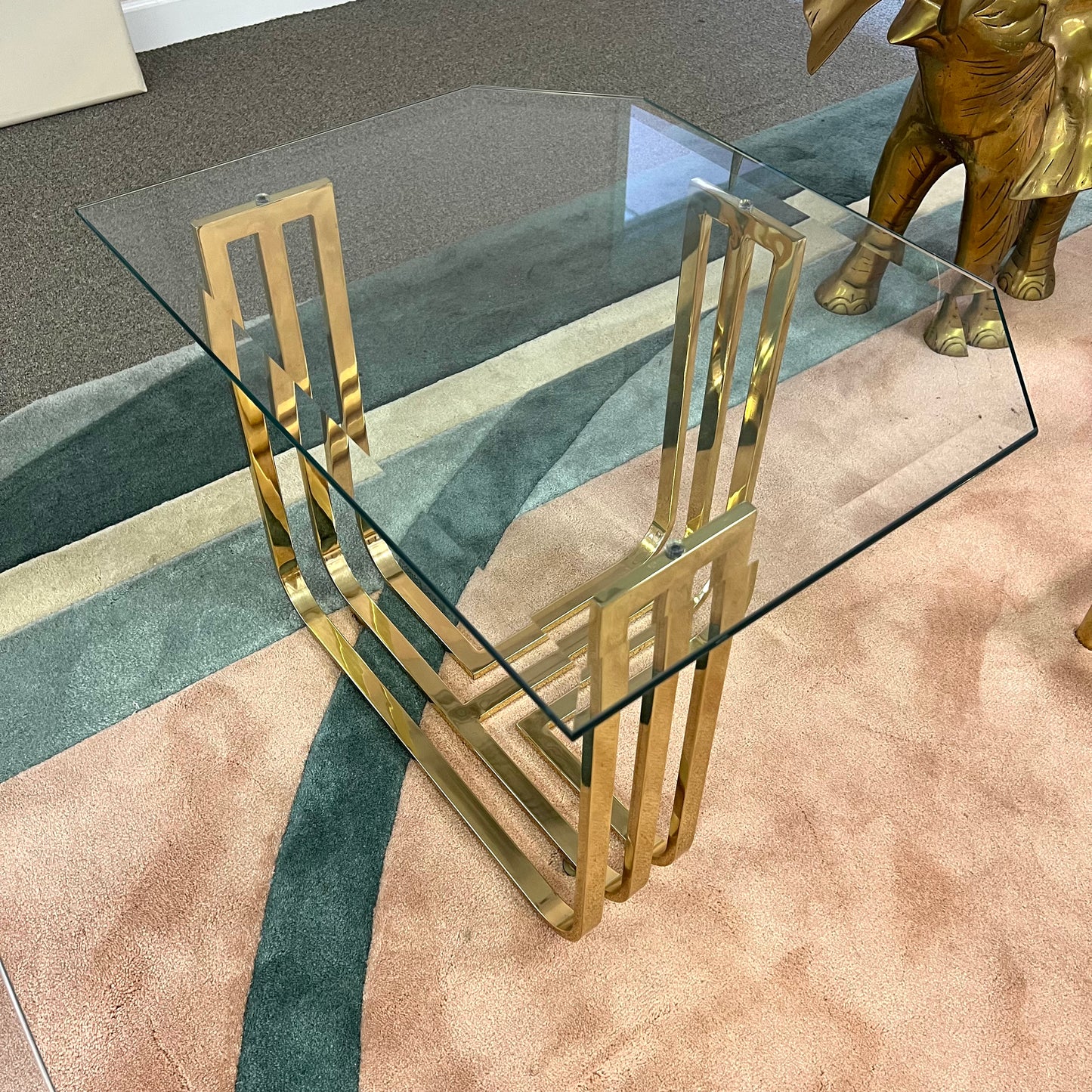 Vintage Brass and Glass Side Table