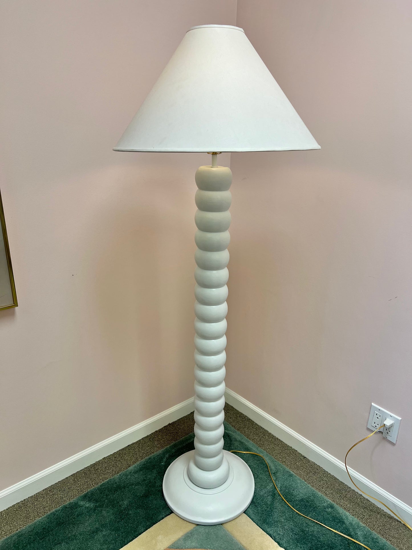 Vintage White Stacked Plaster Floor Lamp
