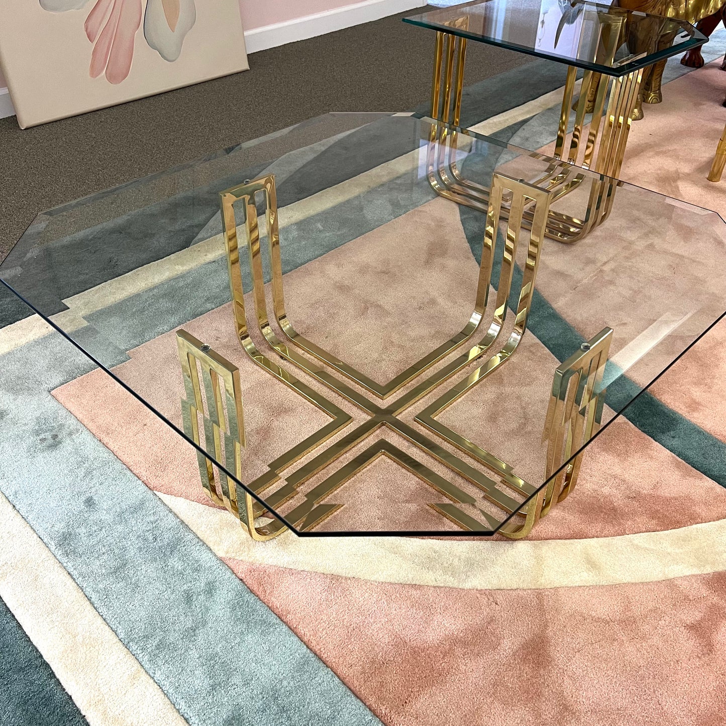 Vintage Brass and Glass Coffee Table