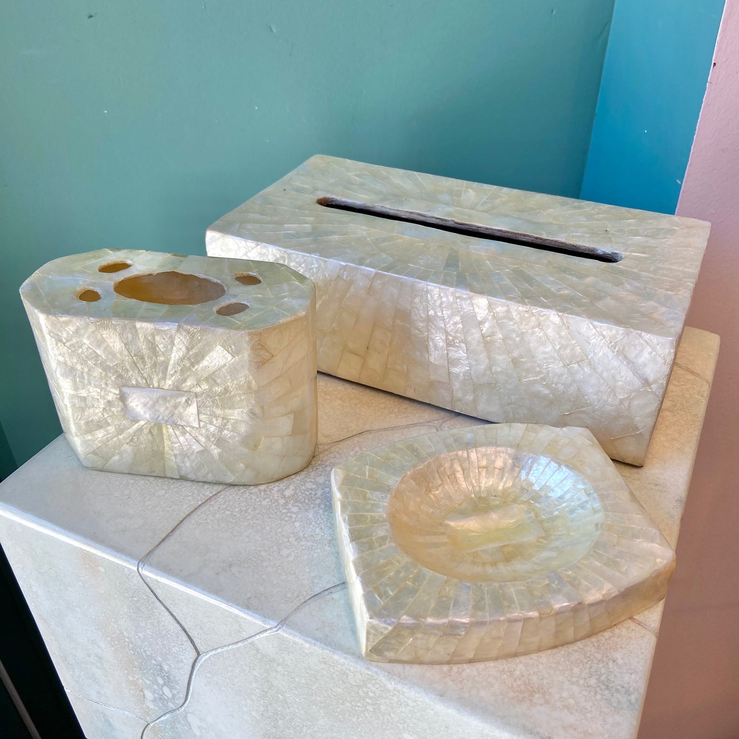 Vintage Capiz Shell Bathroom Set