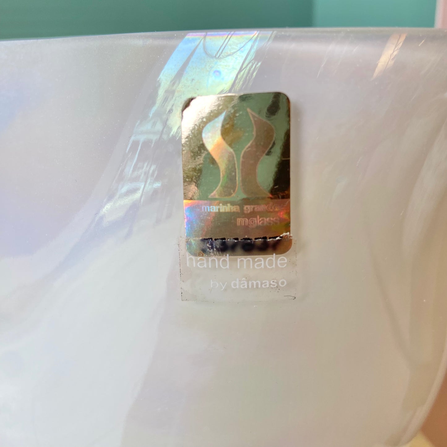 Vintage Opalescent Glass Vase by Damaso