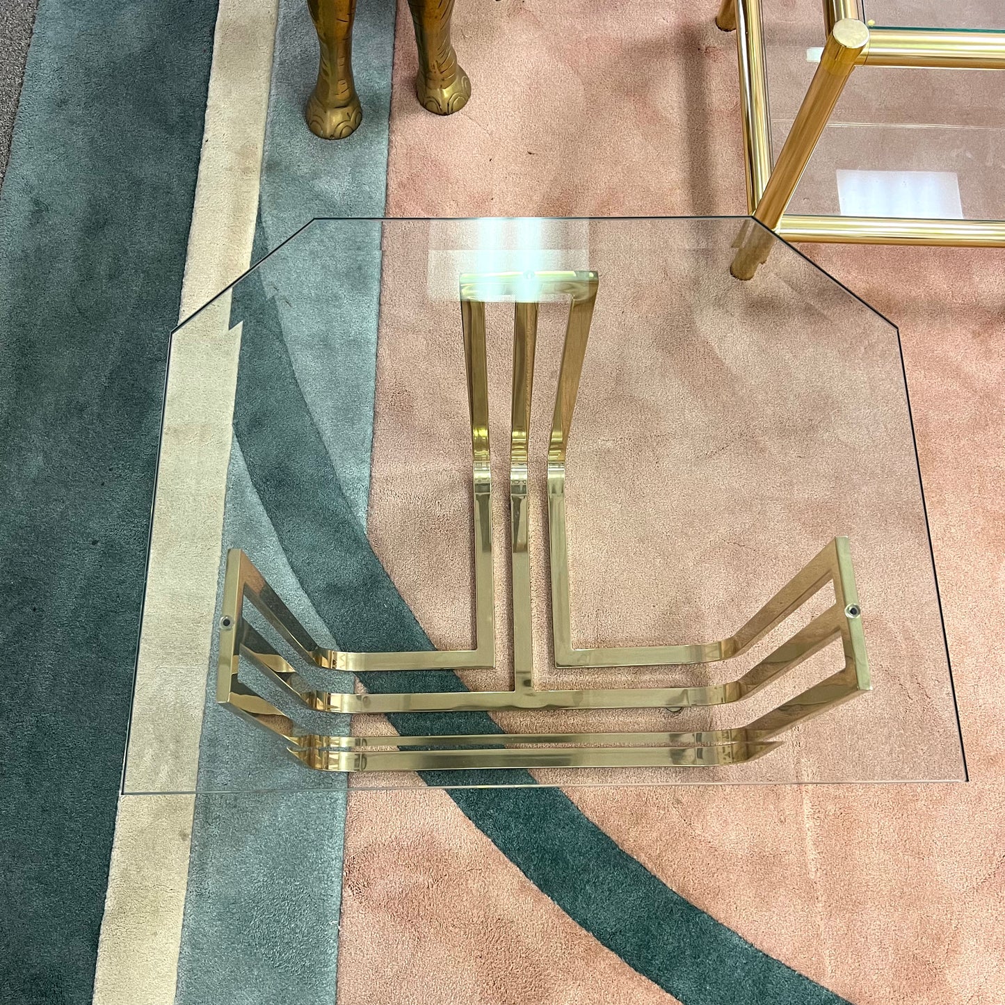 Vintage Brass and Glass Side Table