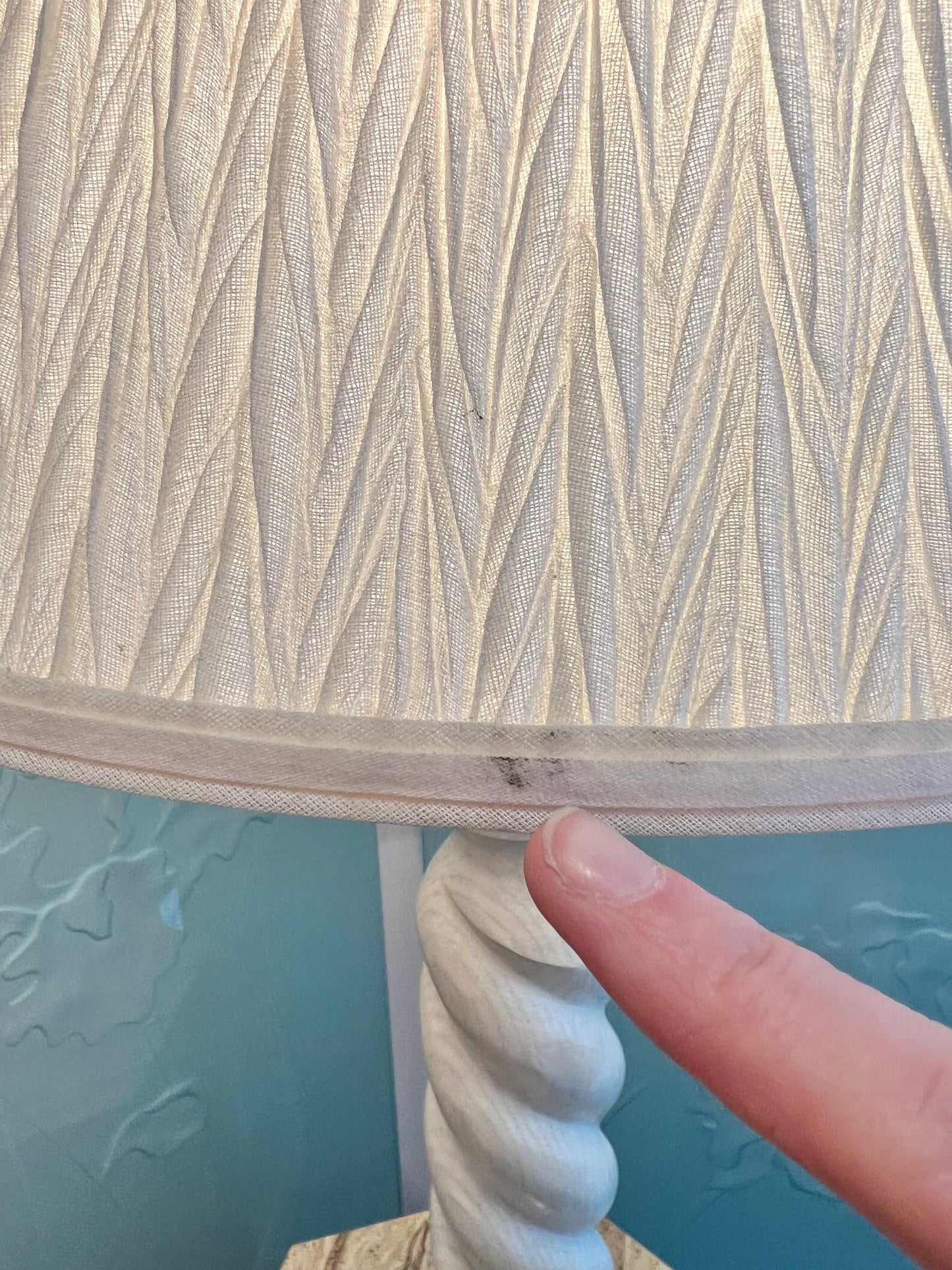Vintage Spiral Base White Washed Wooden Lamp