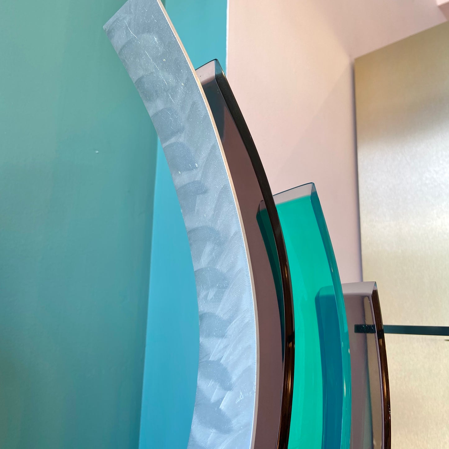 Vintage Abstract Lucite and Steel Art Sculpture by Haziza
