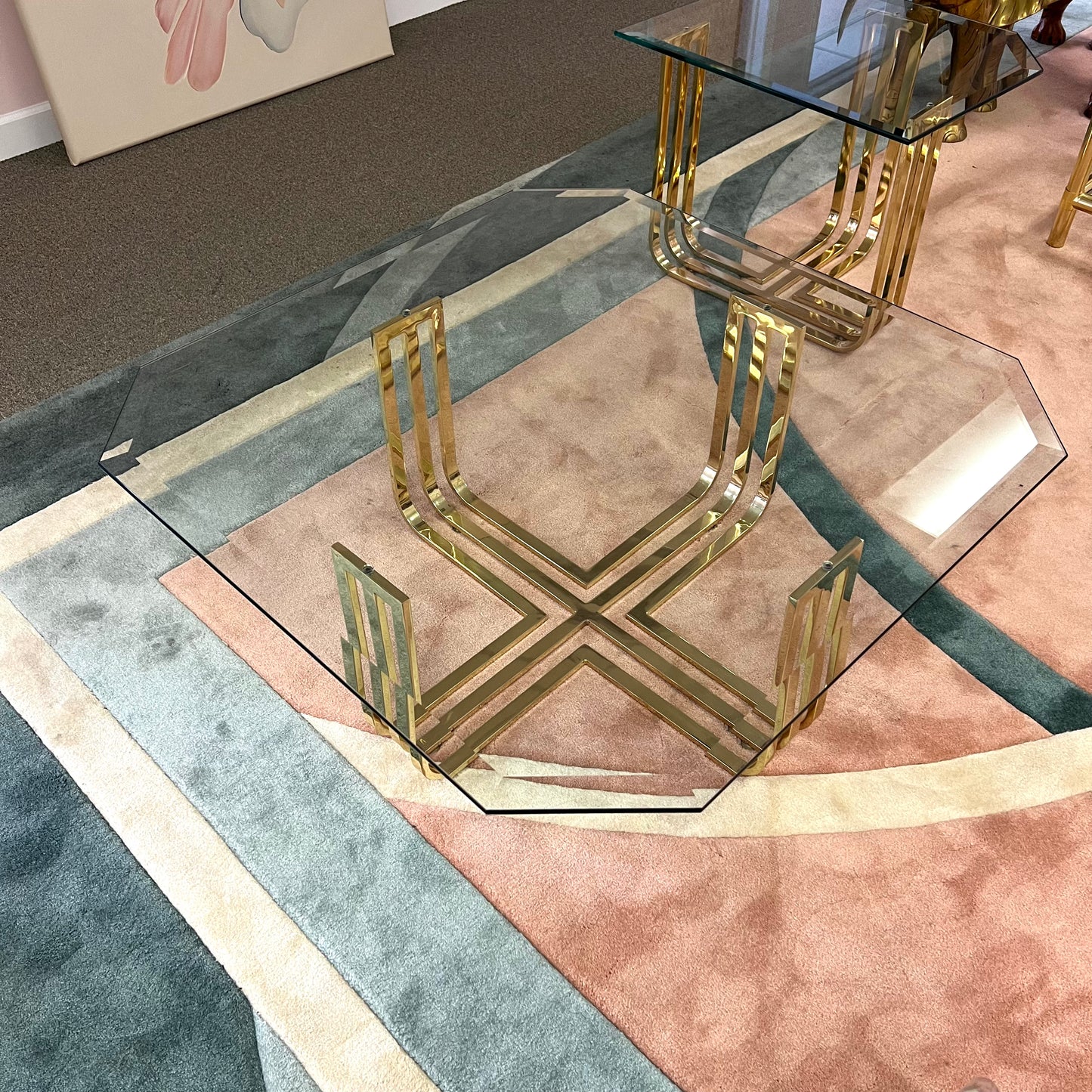 Vintage Brass and Glass Coffee Table