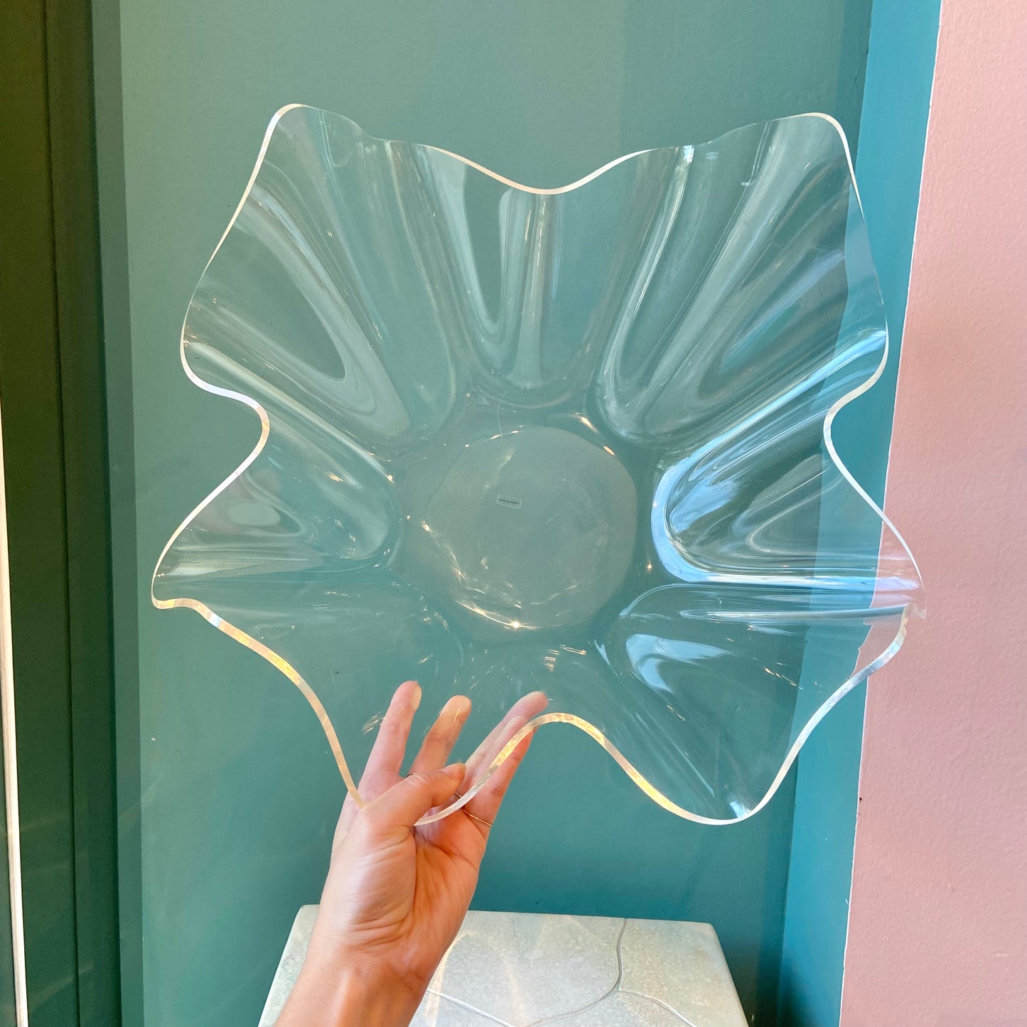 Extra Large Vintage Lucite Handkerchief Bowl