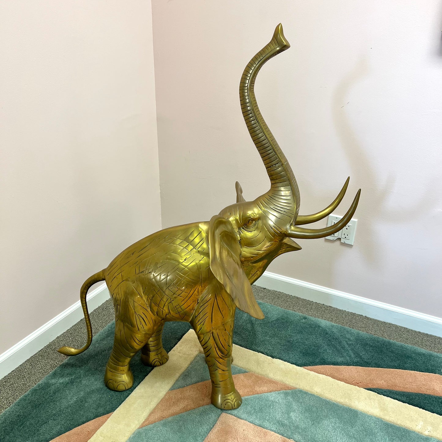 1960’s Extra Large Brass Elephant Statue