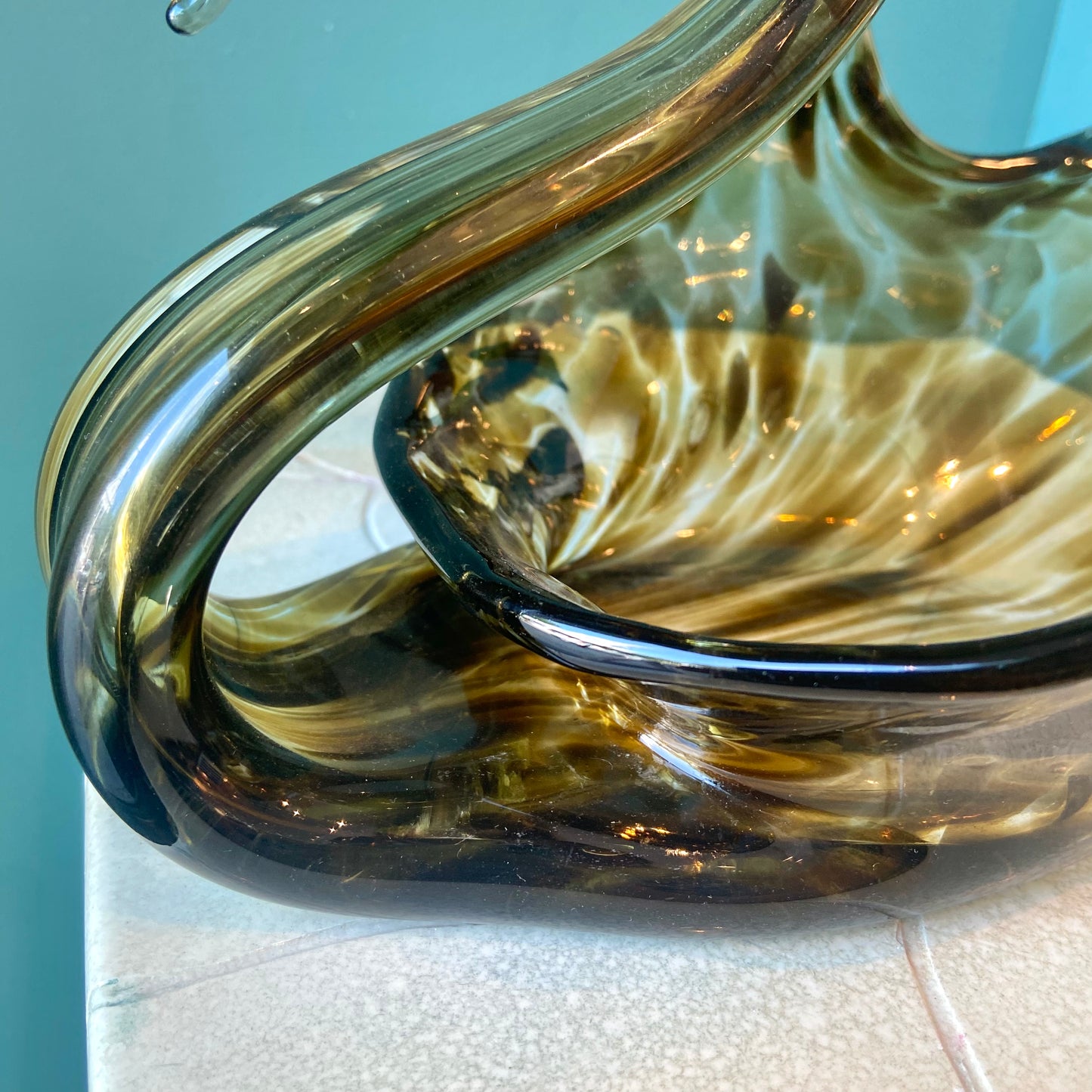 Vintage Murano Style Glass Swan Catchall