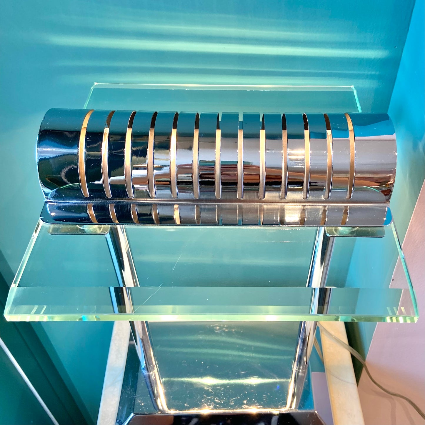 Vintage Sonneman Style Chrome and Glass Touch Table Lamp