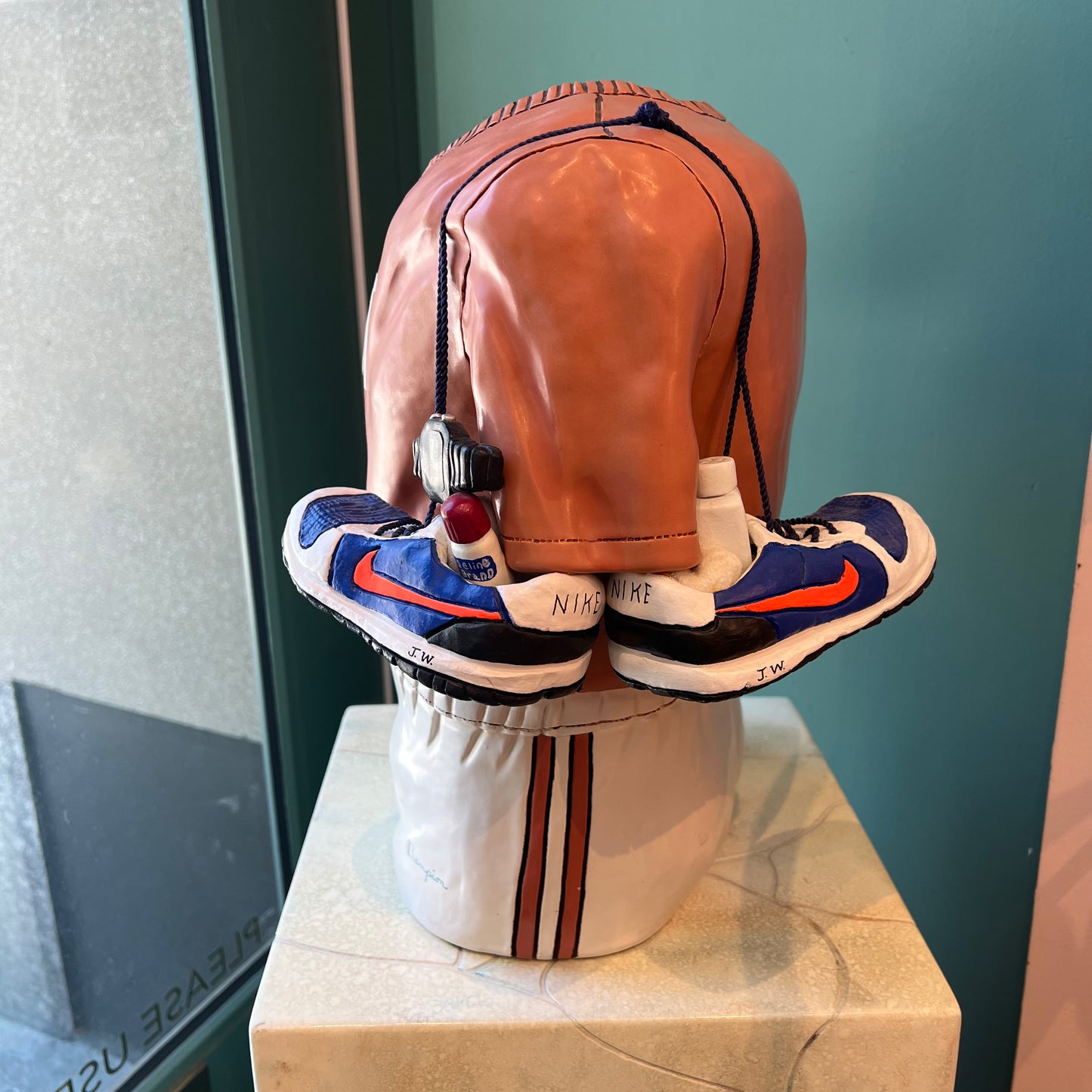 Original Vintage I.M.Fast Ceramic Runner's Outfit Sculpture by Joan E. Scheckel