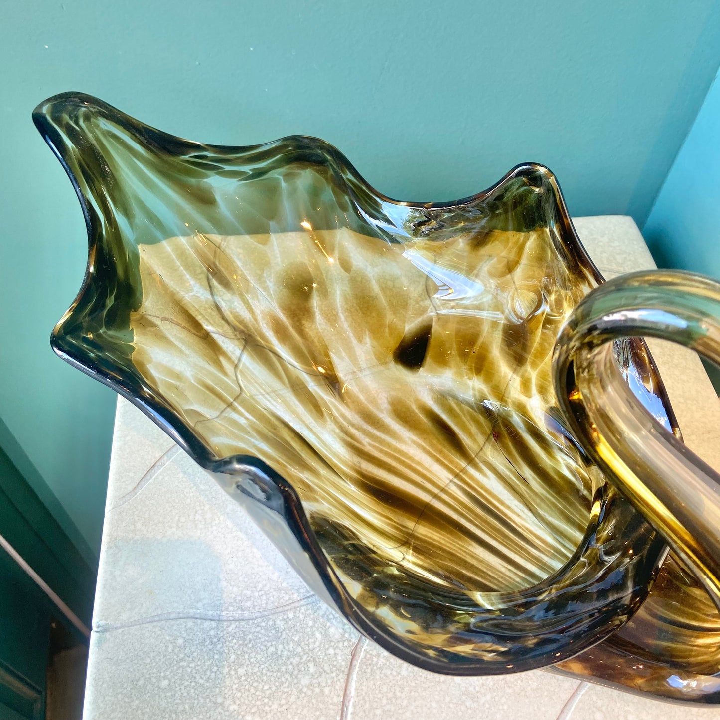 Vintage Murano Style Glass Swan Catchall