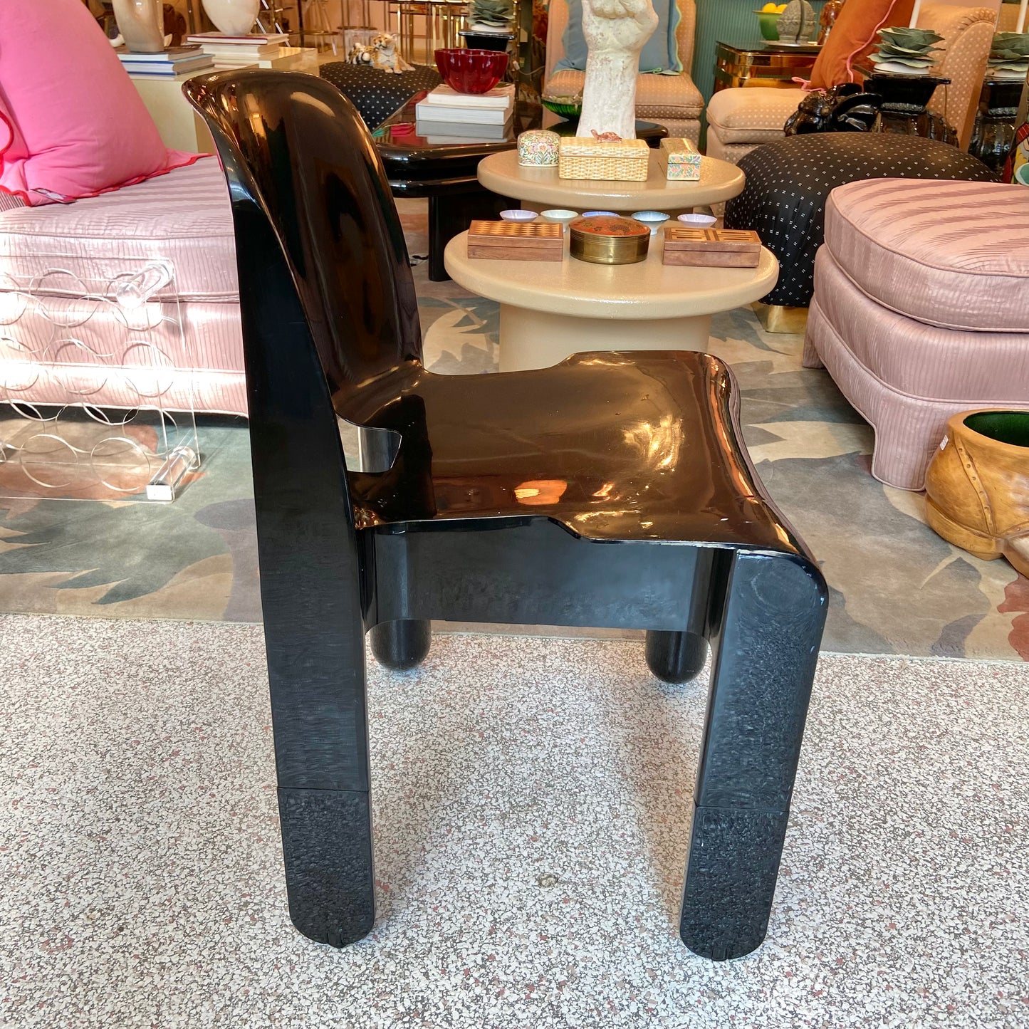 Vintage Mid Century Italian Kartell Universale Black Accent Chair