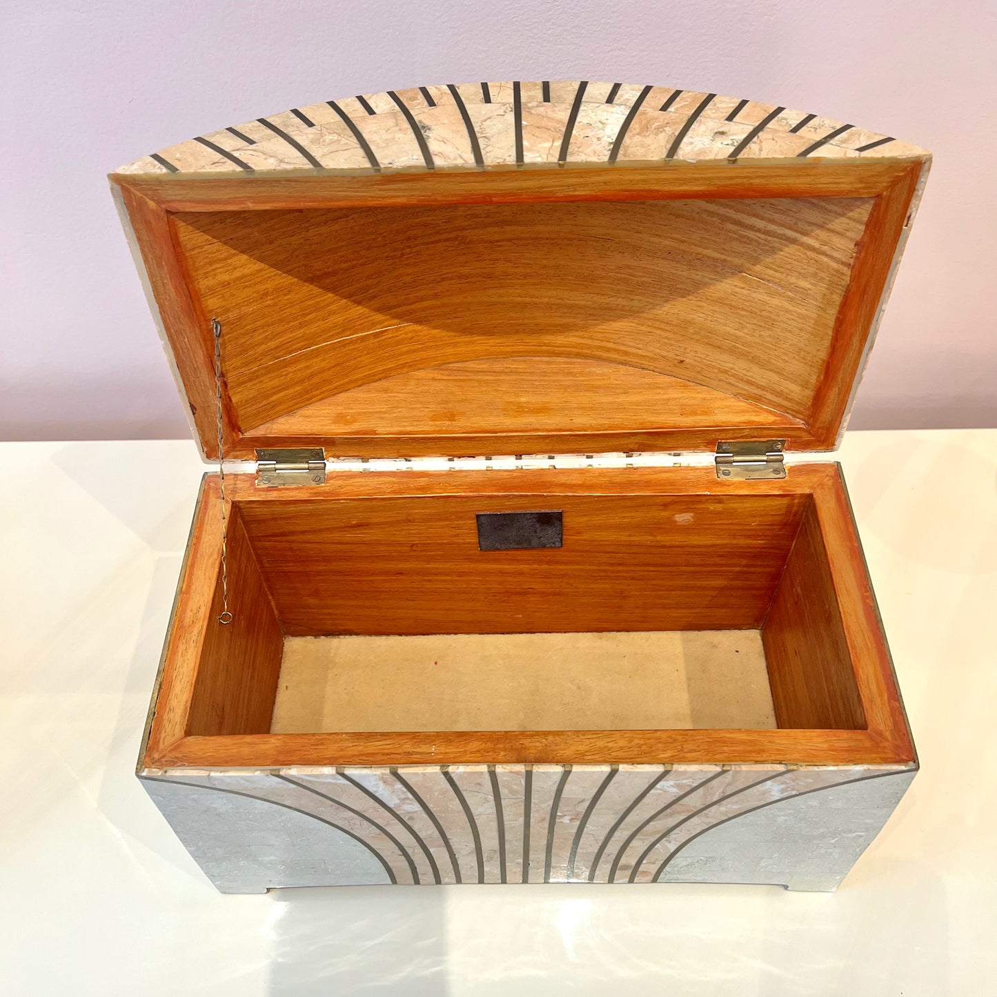 Vintage Maitland Smith Style Tessellated Stone Dome Top Box