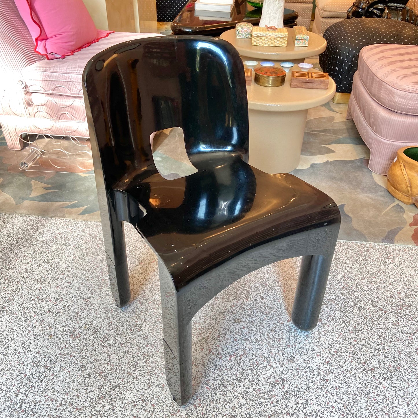 Vintage Mid Century Italian Kartell Universale Black Accent Chair