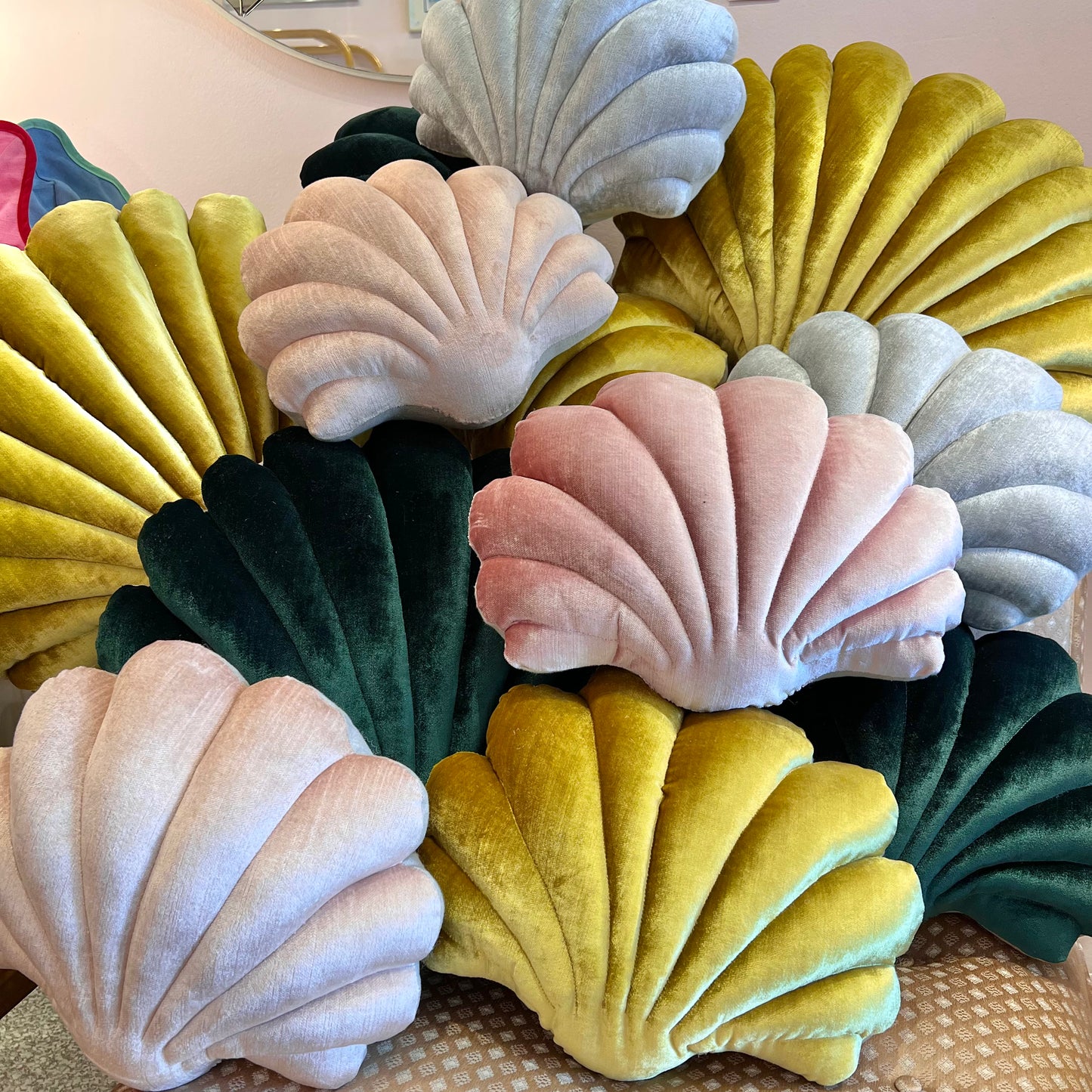 Small Velvet Shell Pillow by Tamar Mogendorff