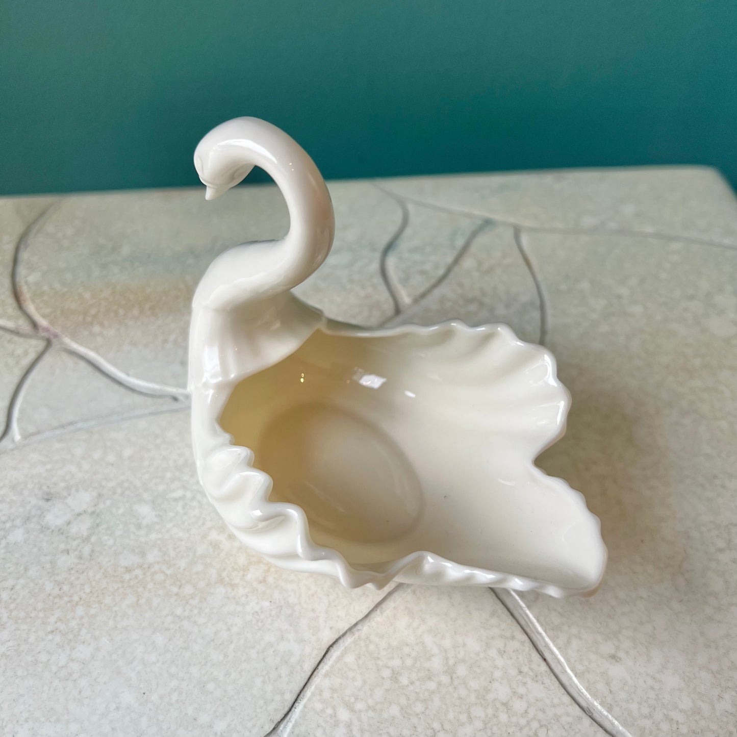 Vintage Porcelain Swan Ring Dish By Lenox