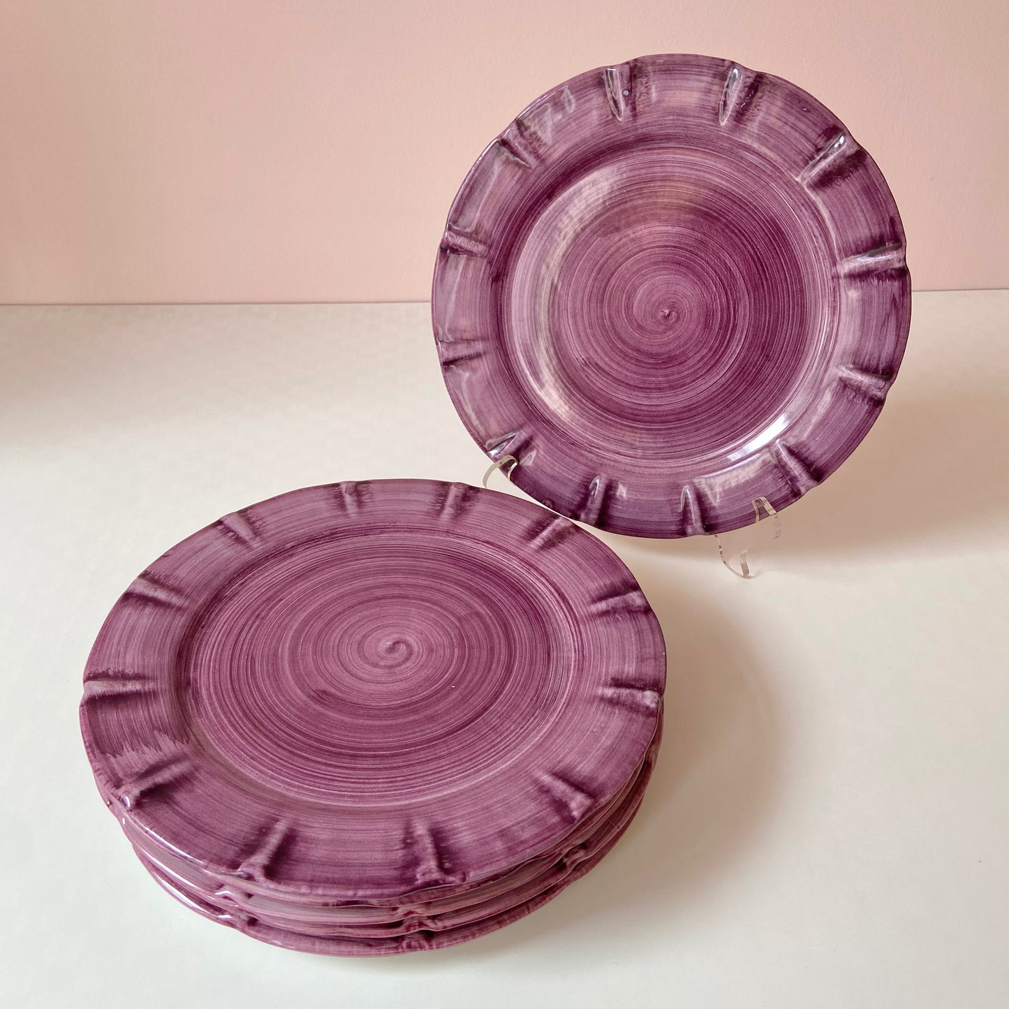Set of 6 Vintage Hand Painted Italian Dinner Plate Set by Vietri