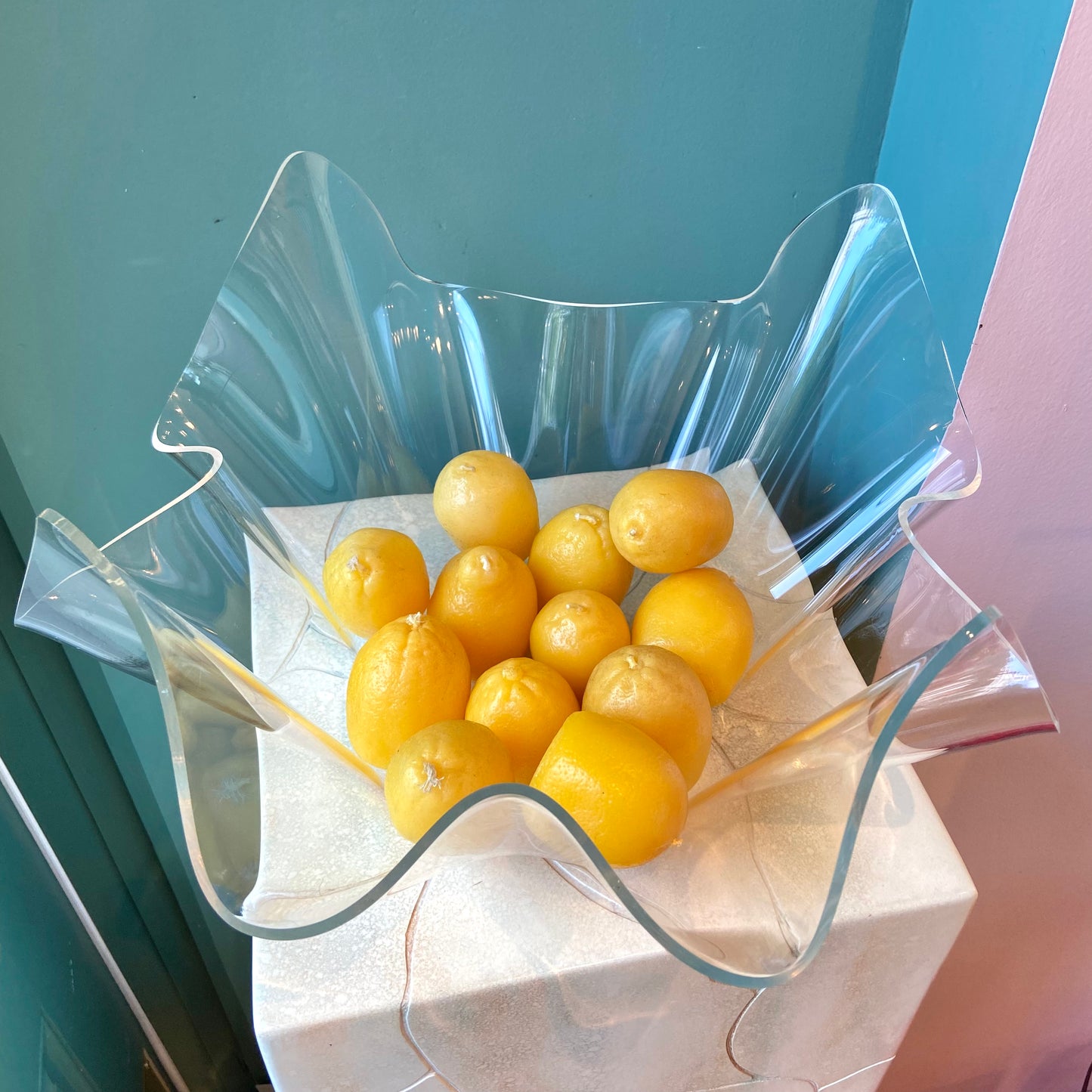 Extra Large Vintage Lucite Handkerchief Bowl