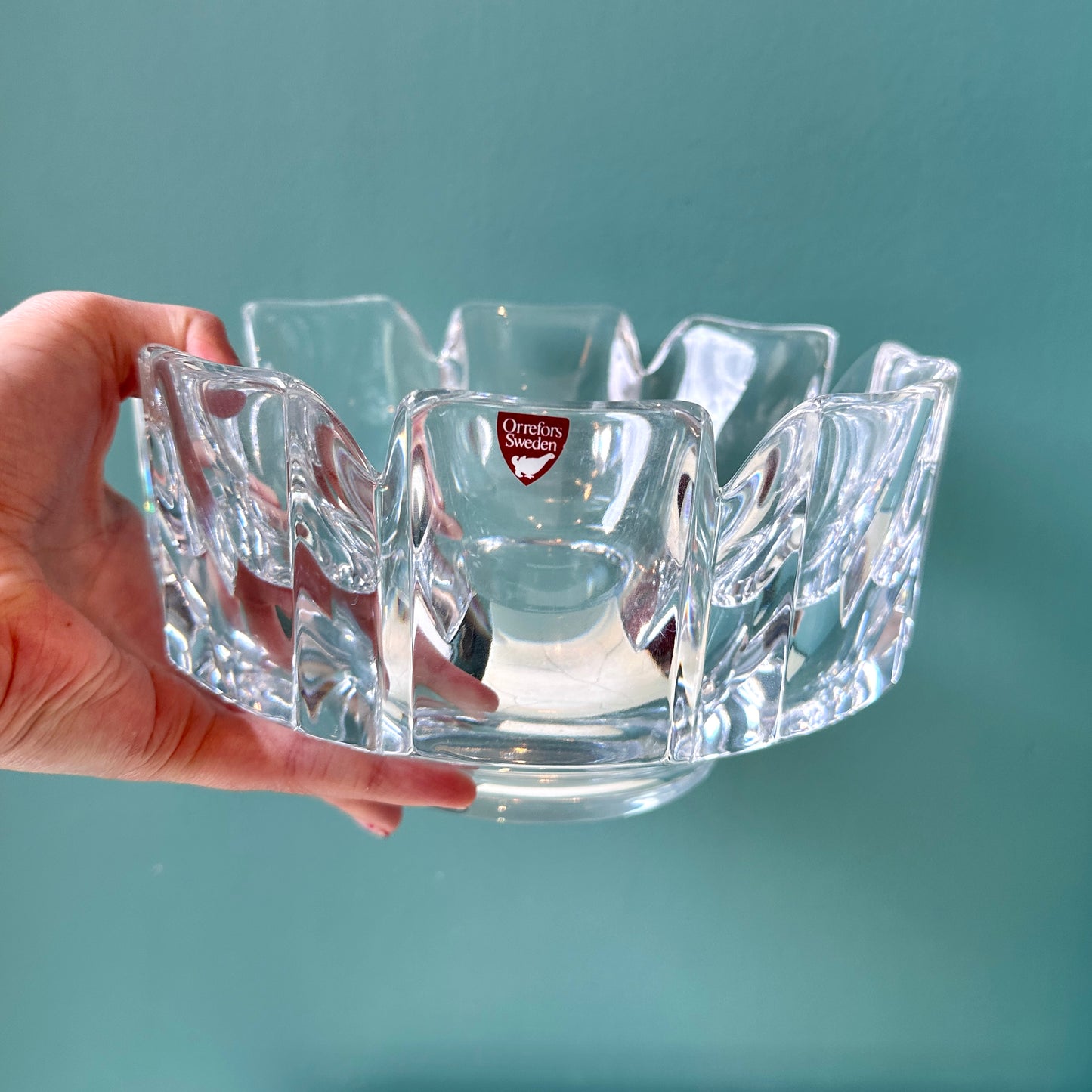 Vintage Orrefors “Corona” Crystal Bowl Signed