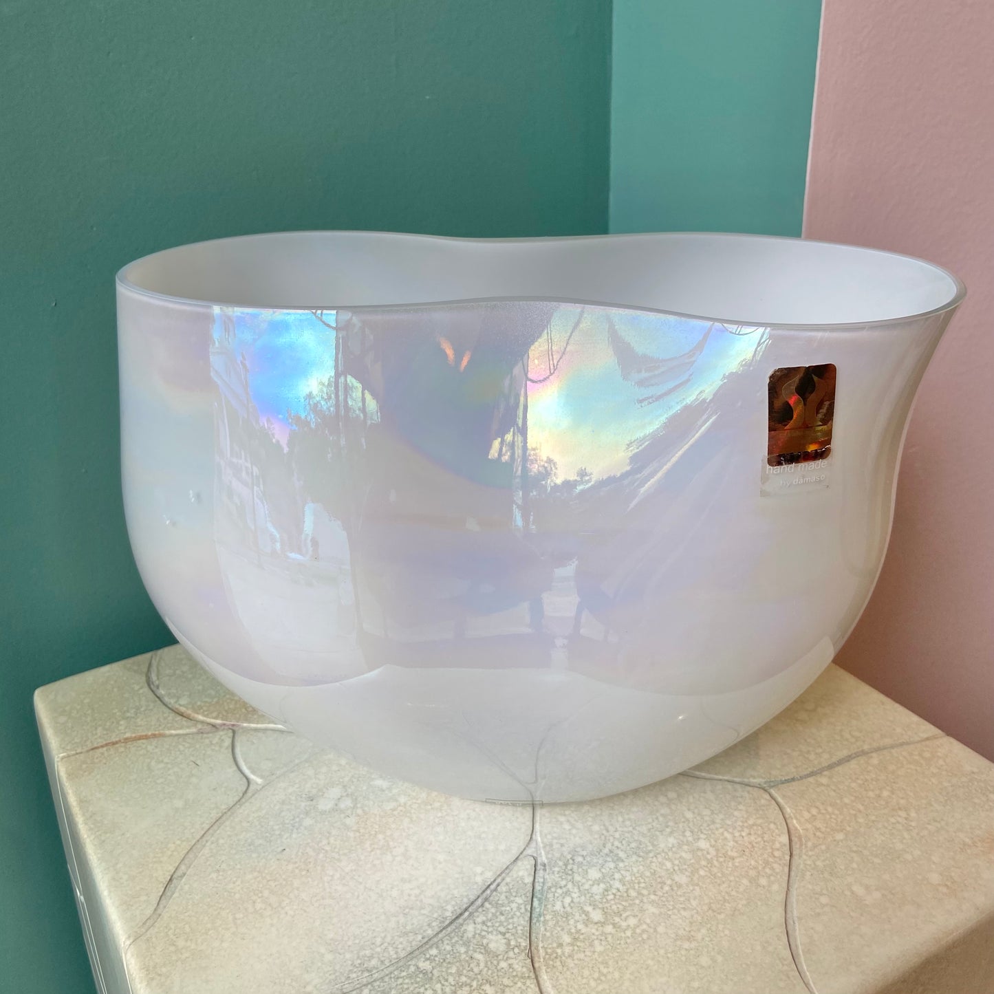 Vintage Opalescent Glass Vase by Damaso