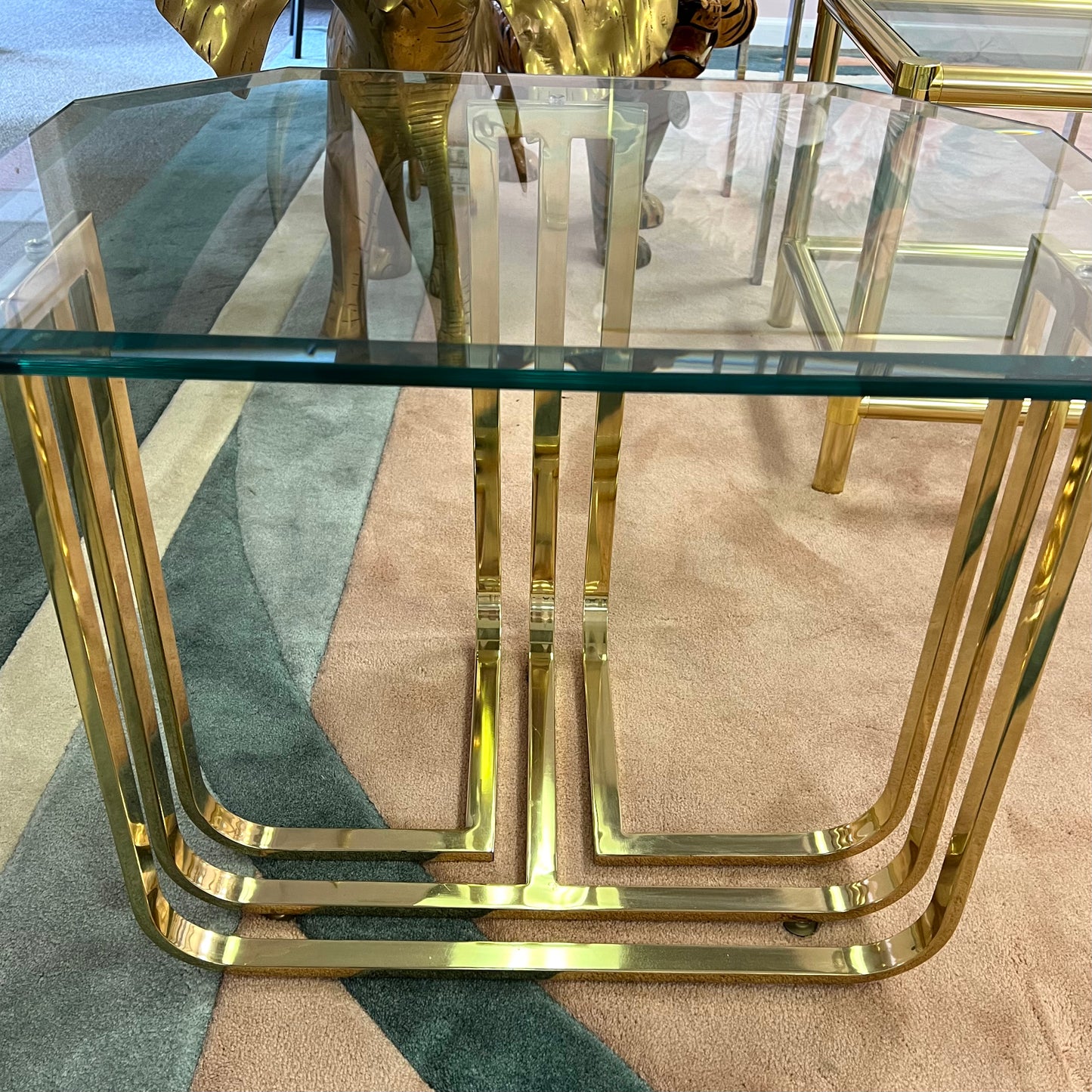 Vintage Brass and Glass Side Table