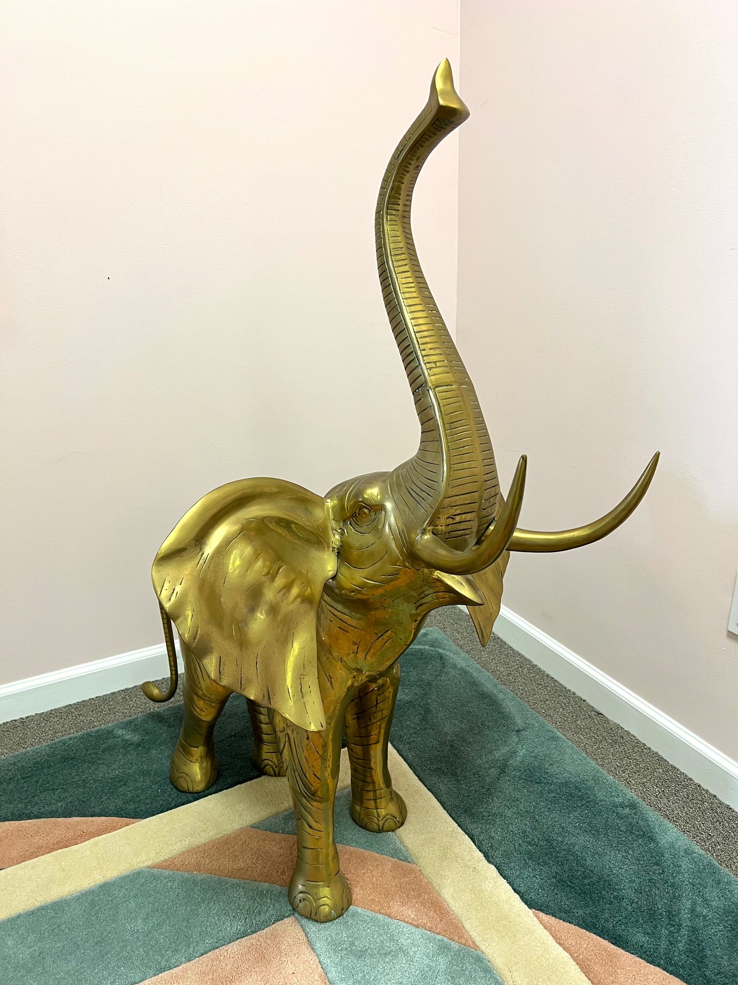 1960’s Extra Large Brass Elephant Statue