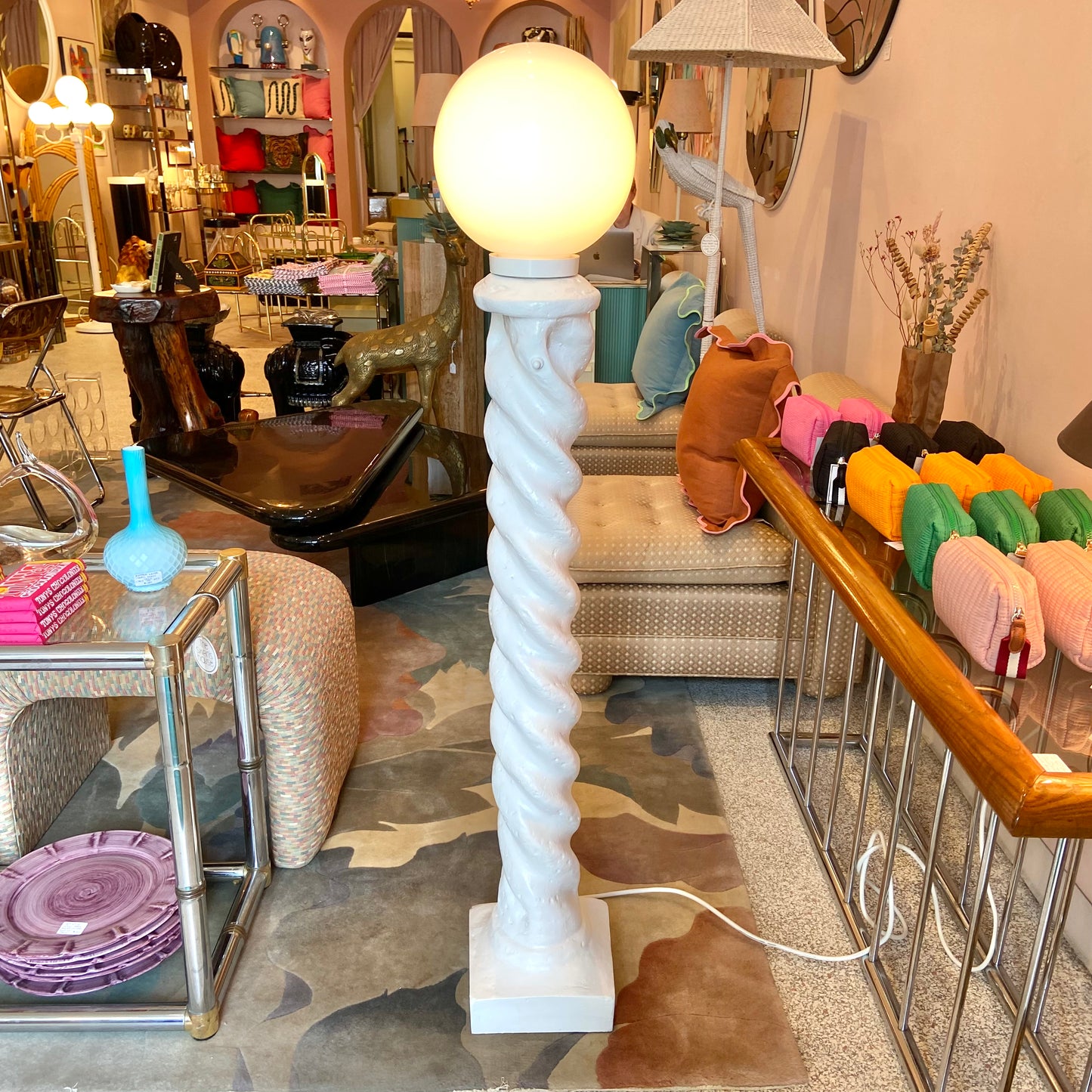 Vintage Spiral Globe Floor Lamp