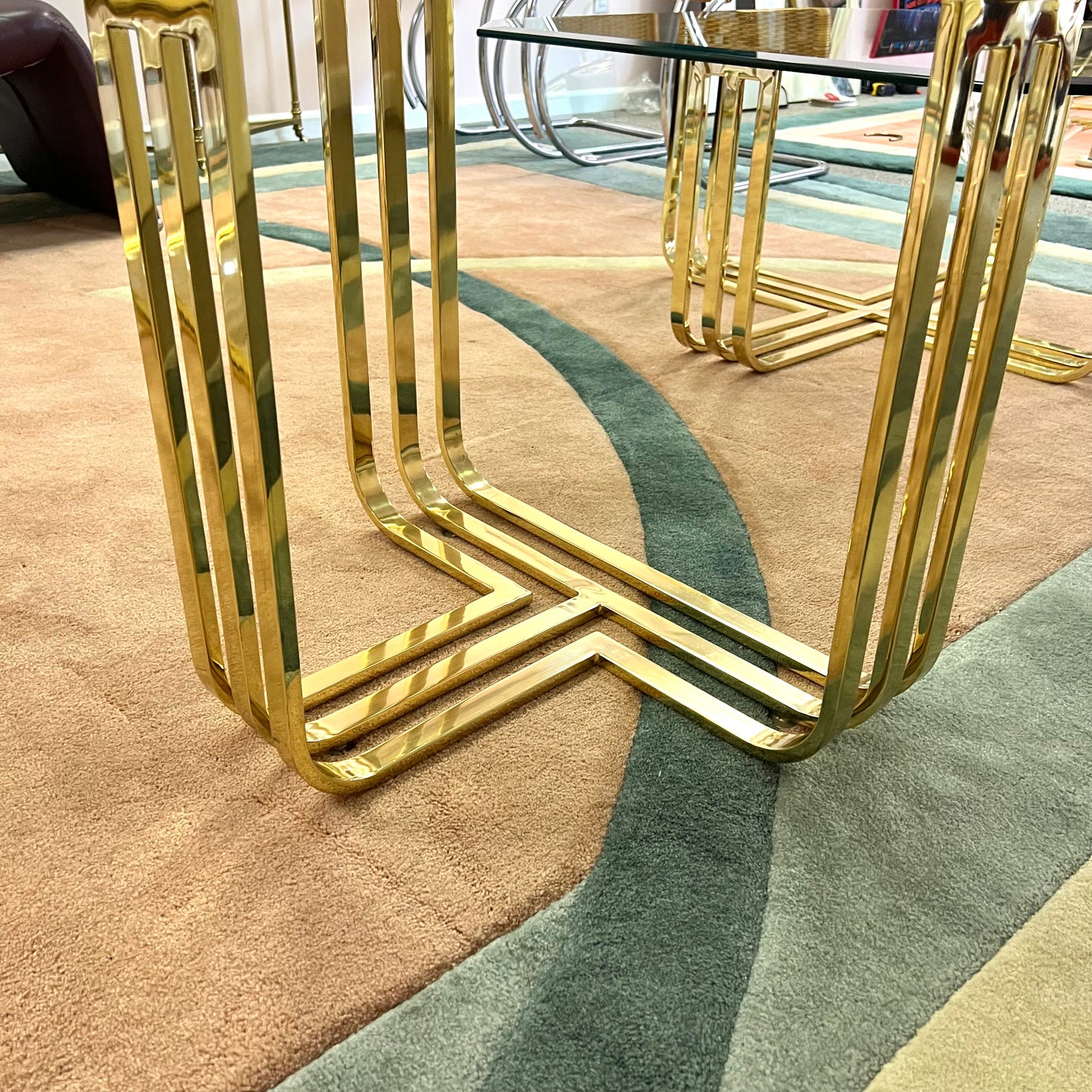 Vintage Brass and Glass Side Table