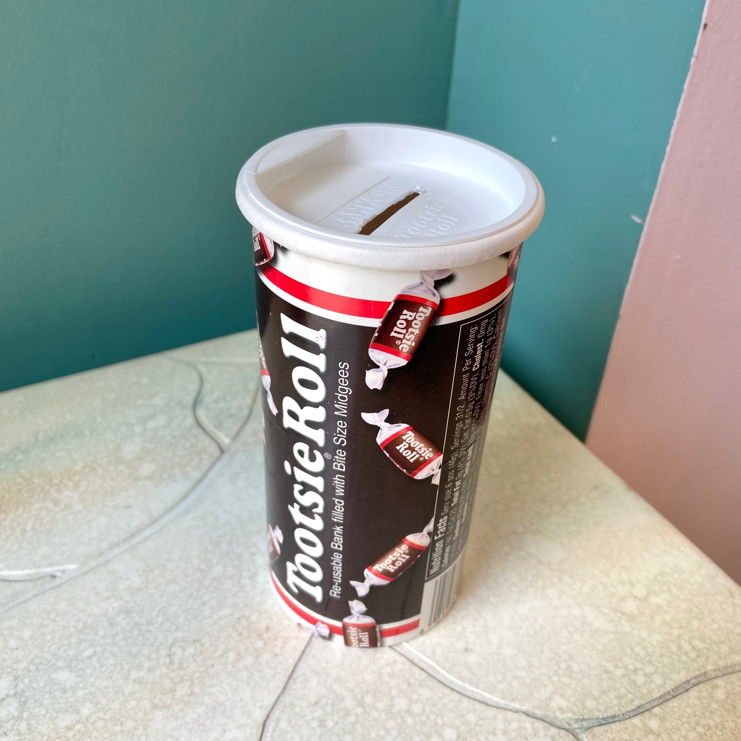 Vintage Tootsie Roll Tube Coin Bank 5.5”