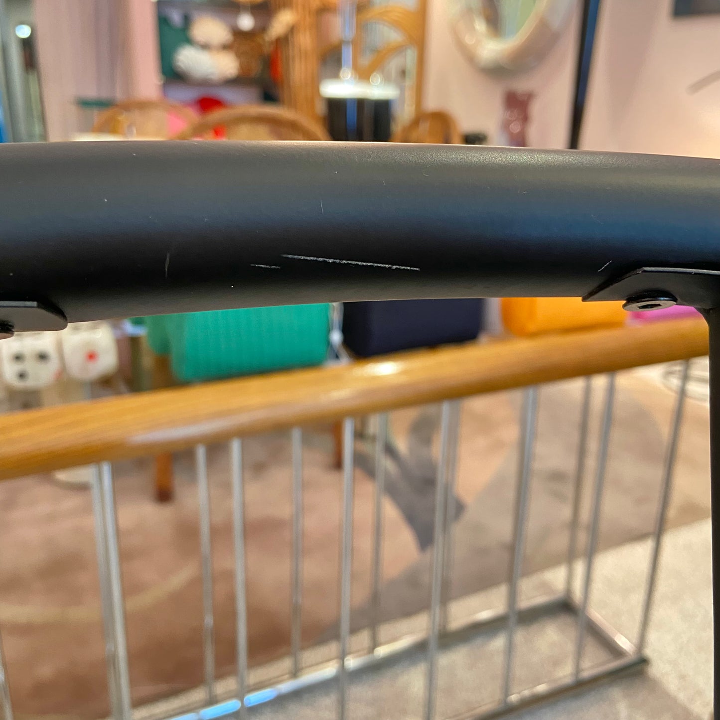 Pair of Black Crown Back Swivel Bar Chairs