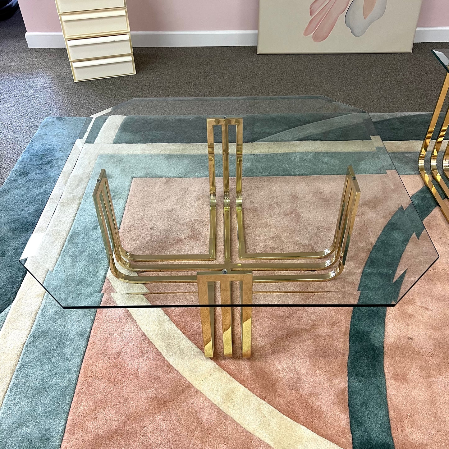 Vintage Brass and Glass Coffee Table
