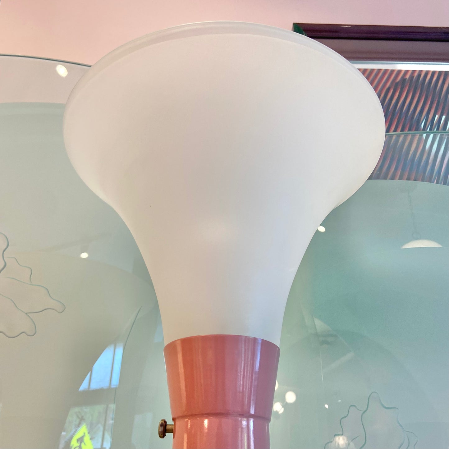 1980’s Pink Stacked Lucite Torchiere Floor Lamp/item