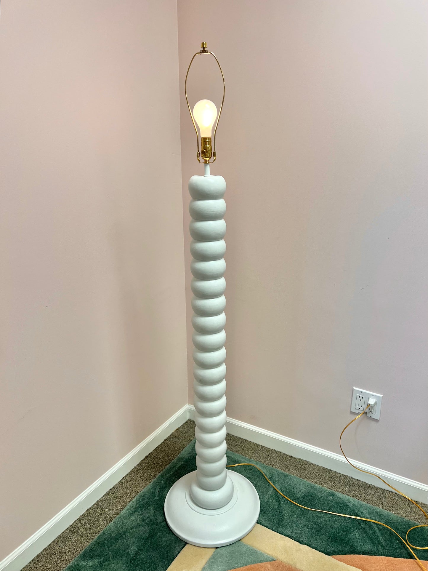 Vintage White Stacked Plaster Floor Lamp