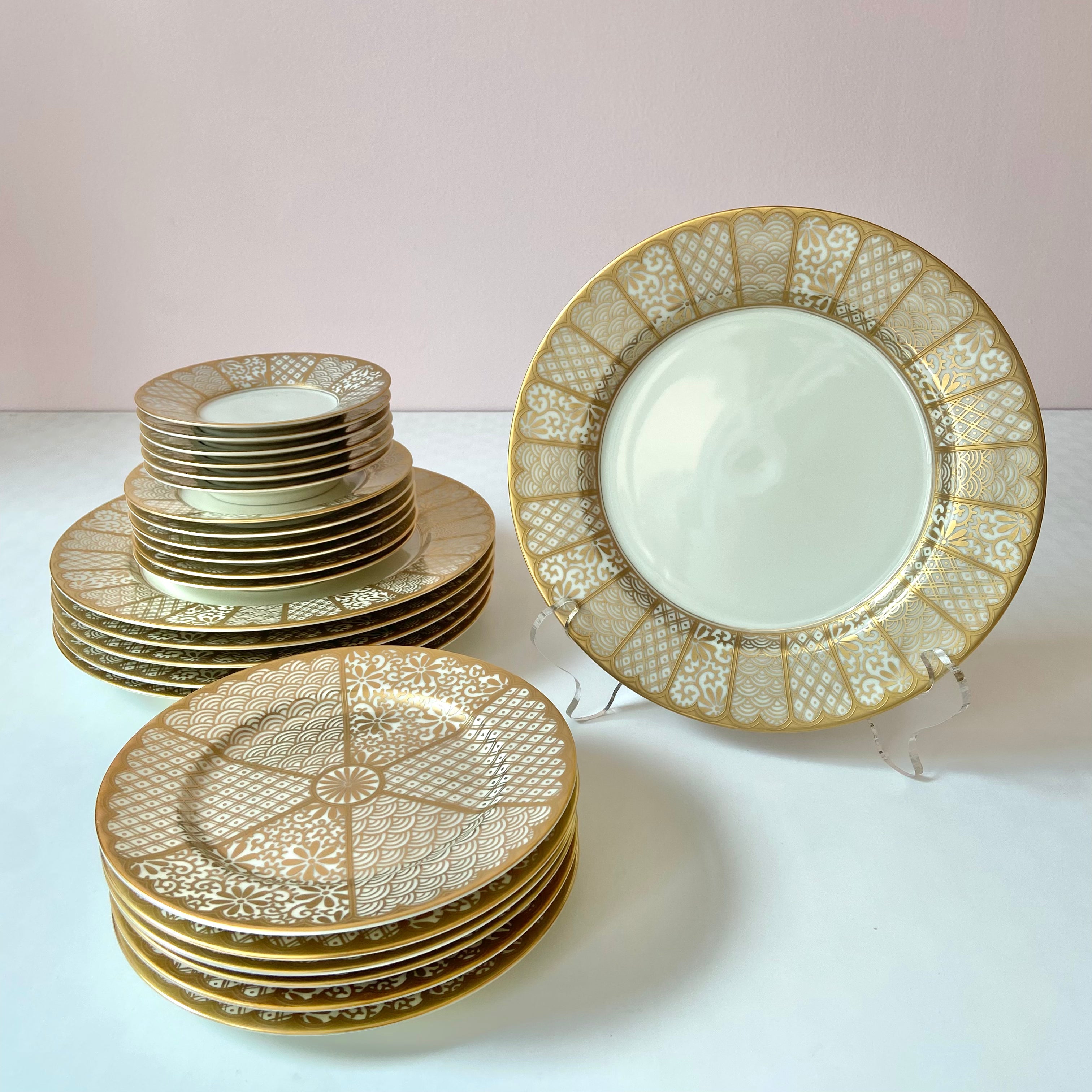 Vintage Fitz and Floyd 'Shinmonzen' Dinnerware Set/ 24Piece Vintage Fitz and Floyd 'Shinmonzen' Dinnerware Set/ 24Piece