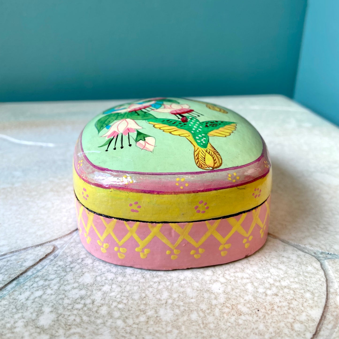 Vintage Papier Mache Hummingbird Box