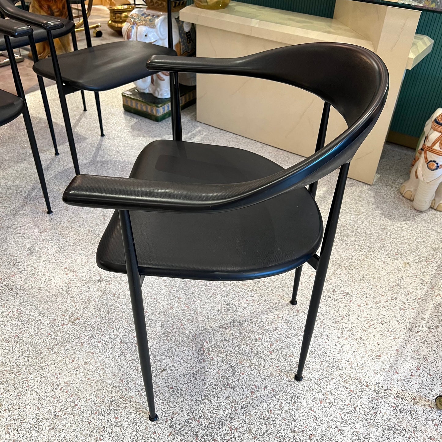 Vintage Set of 5 Model P40 Black Italian Dining Chairs by Fasem