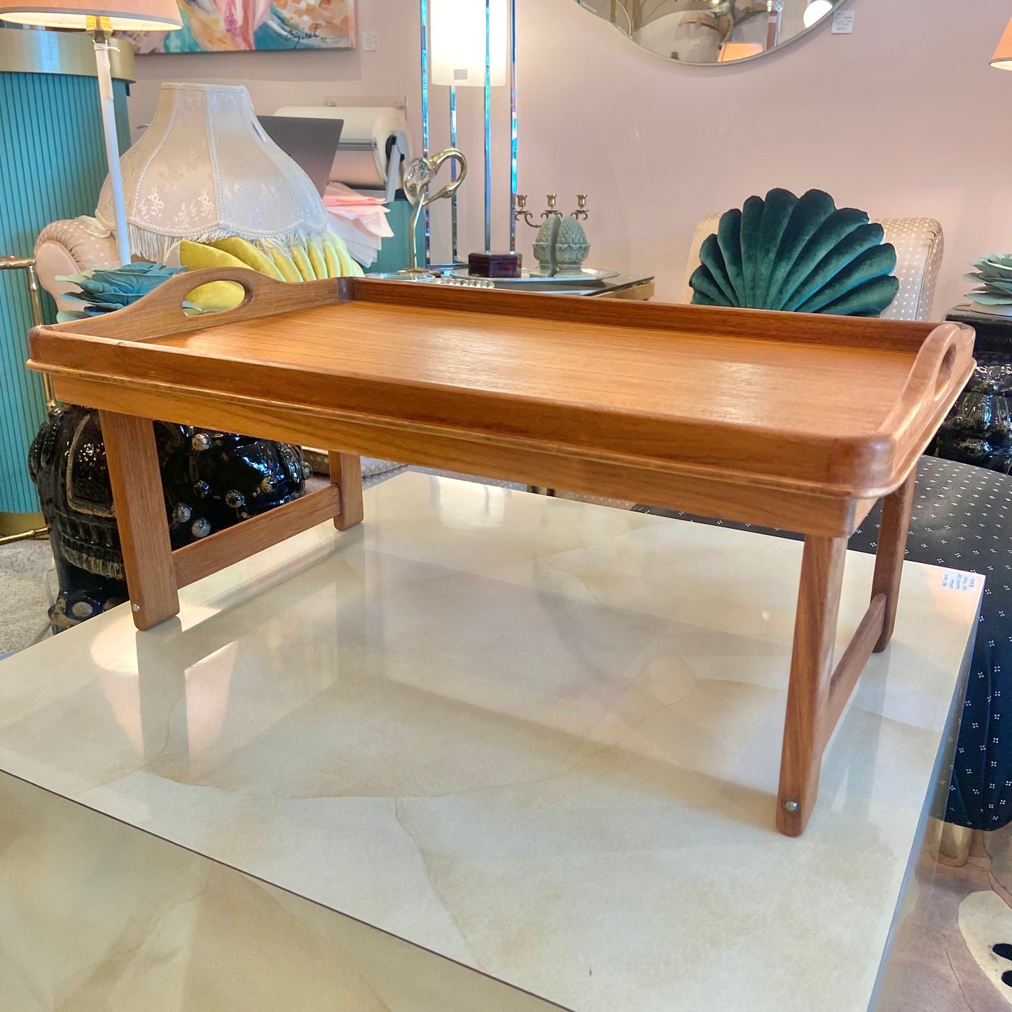 Vintage 1970’s Teak Wood Folding Tray