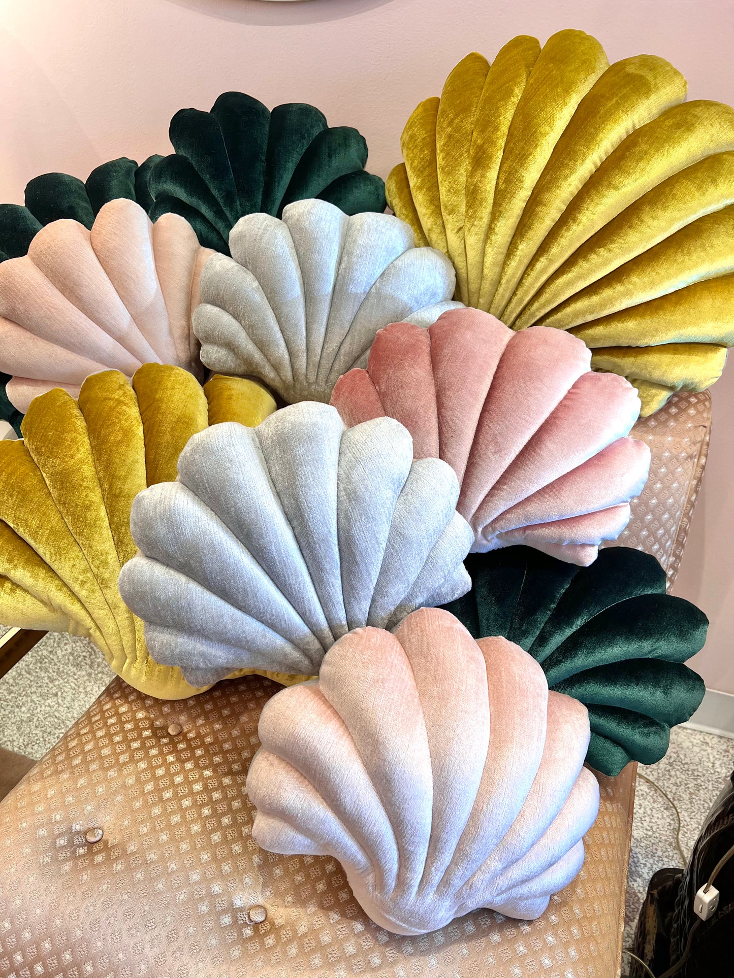 Large Velvet Shell Pillow by Tamar Mogendorff